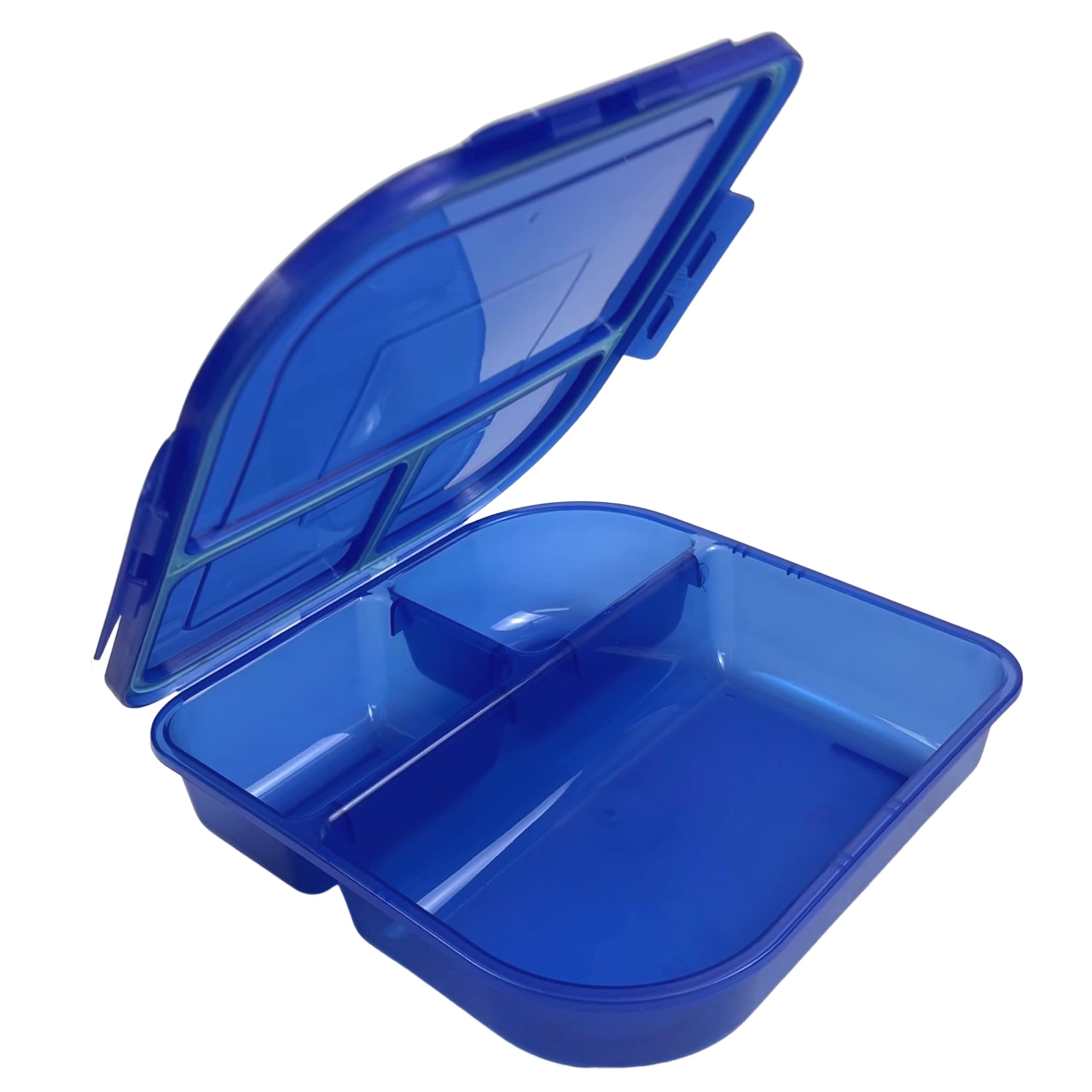 MyGo Container Large To-Go 3-Compartment Food Container, 9-3/8 X 9-3/8 X 2-1/2, Reusable, Microwave Safe, Blue