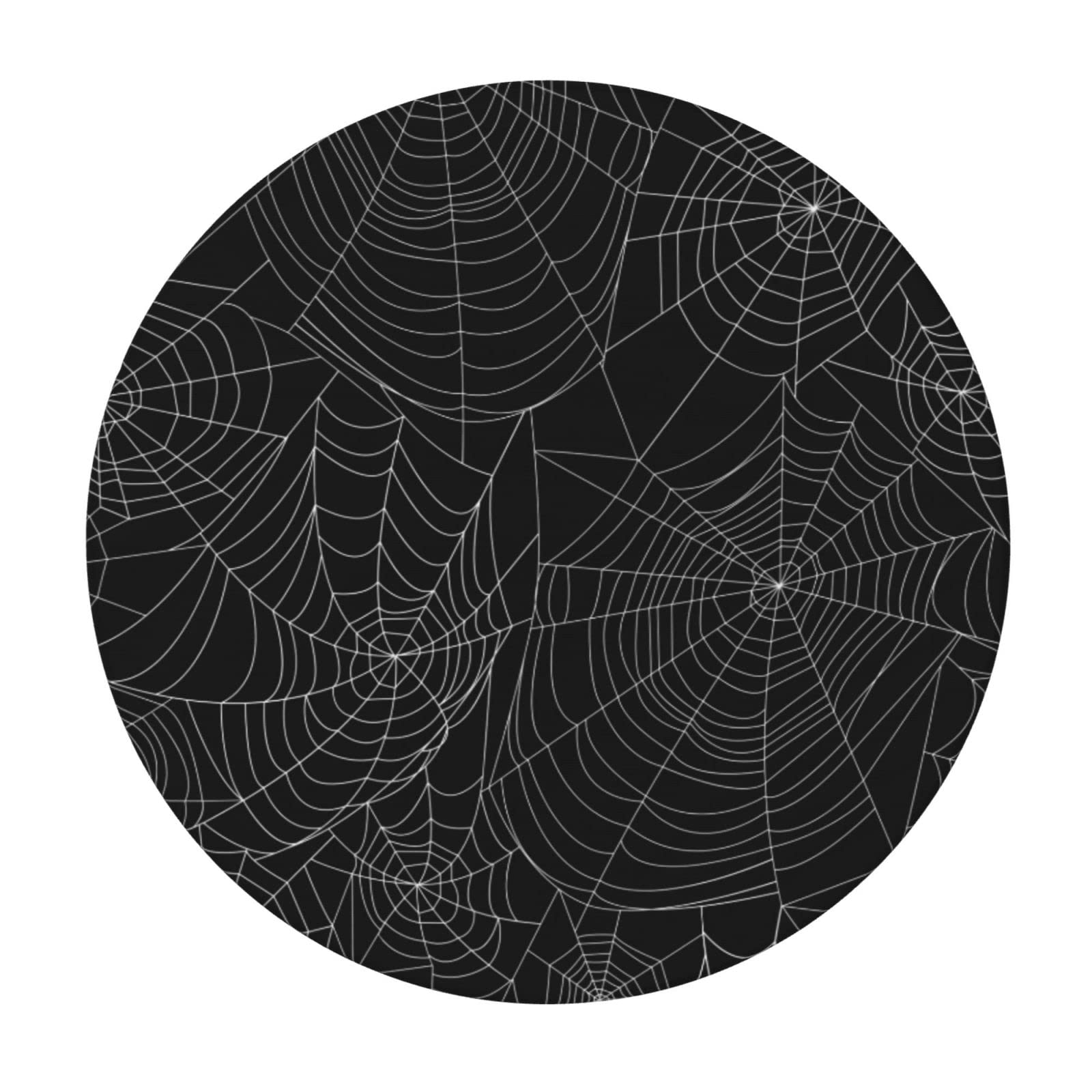 Will Budxeg Halloween Black Bat Spider Web Round Fitted Table Covers Elastic Edge Circle Tablecloth For Dining Party Holiday Fit