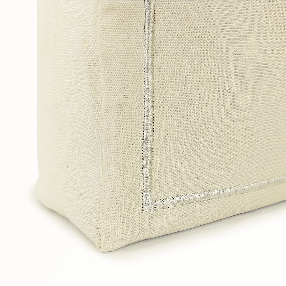 Azuca Reusable Grocery Shopping Cloth Bags (5 Pack) Super Strong Large 12Oz 100% Cotton Fashionable Embroidery Canvas Tote Bag,