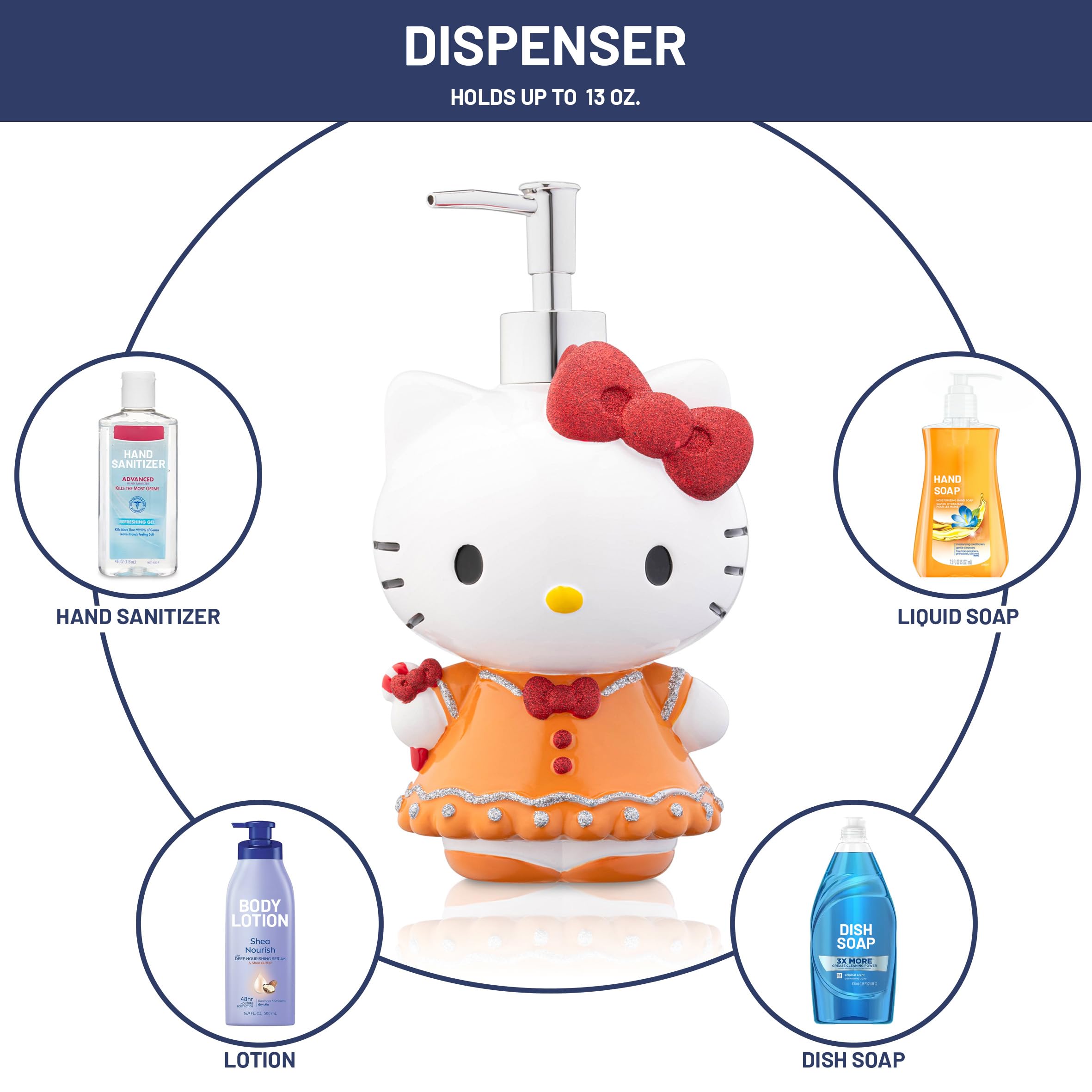 Jay Franco Hello Kitty Christmas & Holiday Season Bathroom D  Cor Set - 2 Piece Collection Includes Lotion Pump & Soap Dish - Ba