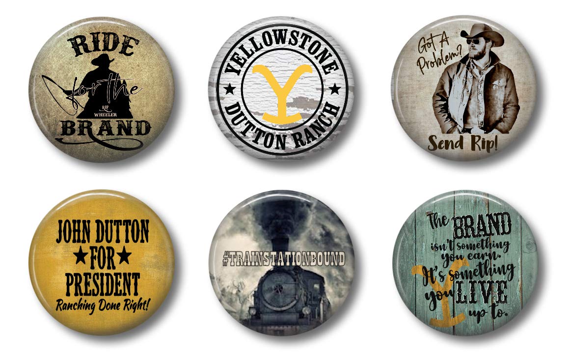 Farmhouse Magnets - Set Of 6 - Fridge Magnets - Cute Whiteboard Magnets For Home School Or Office (Yellowstone Magnets)