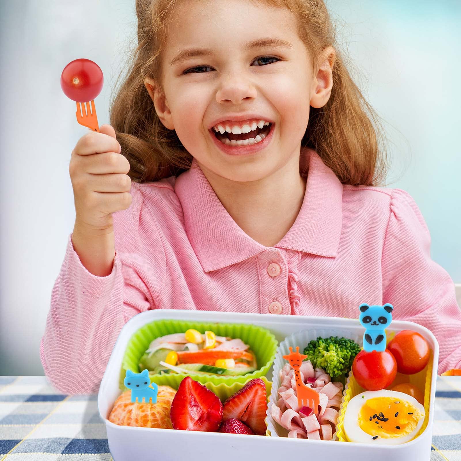 Xangnier 60 Pcs Bento Box Lunch Box Kit, Accessories With Silicone Dividers, Animal Food Picks For Kids,Bpa Free