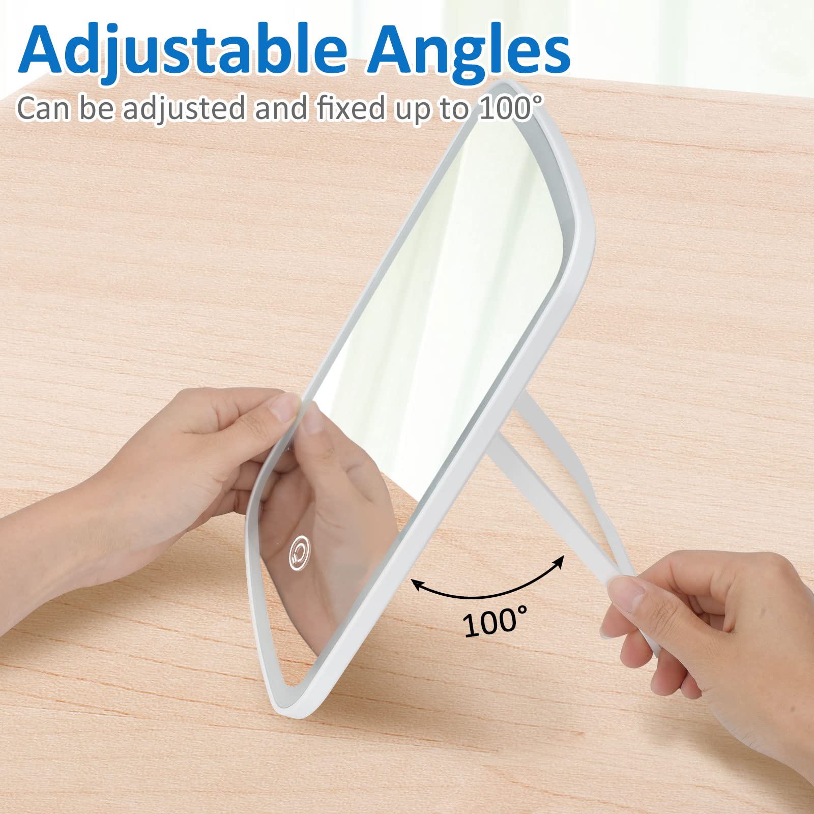 Vikert Lighted Makeup Mirror With Lights, Portable Usb Rechargeable Make Up Mirror, Cosmetic Mirror With Touch Screen And Bright