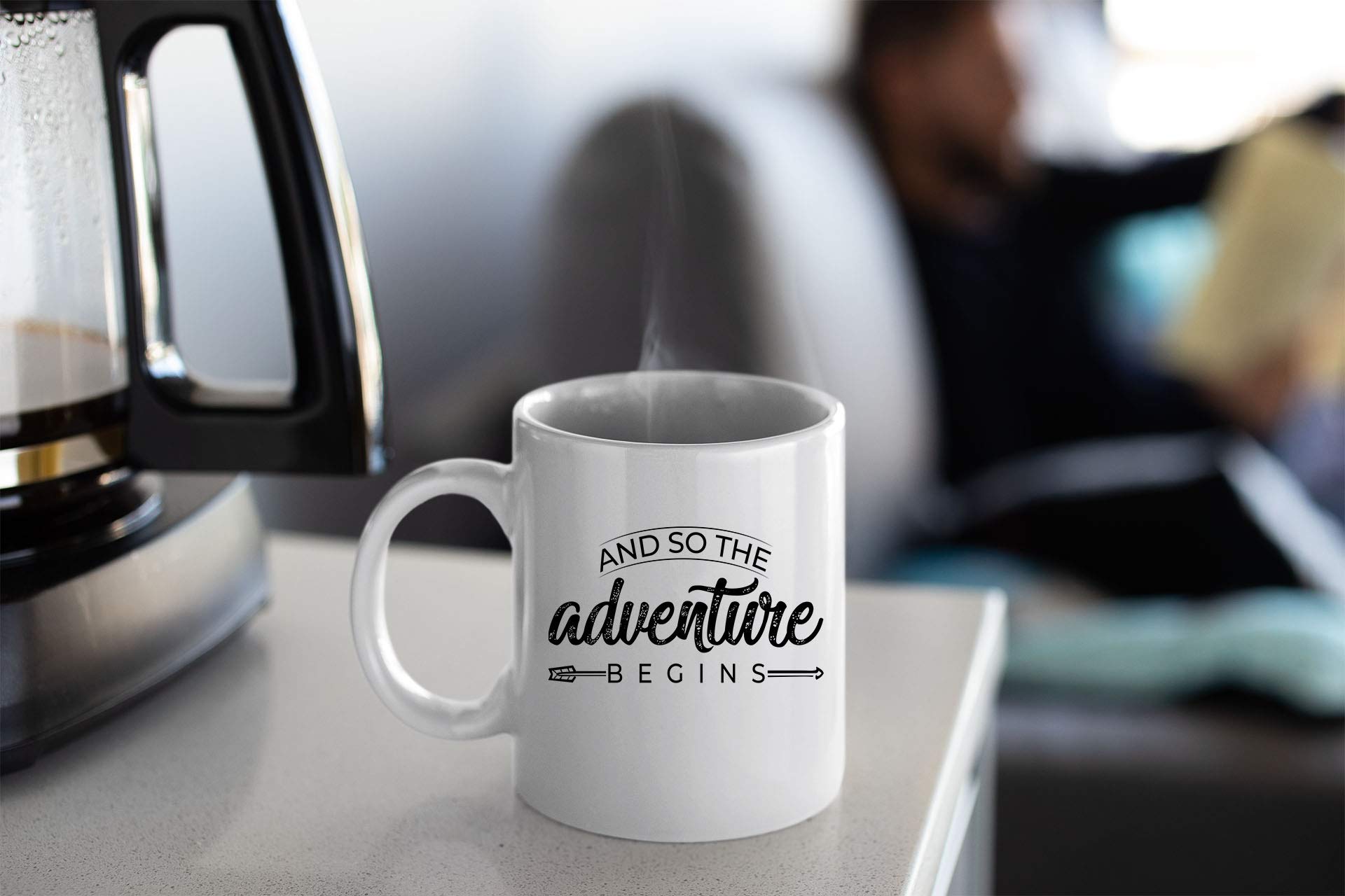 Veracco And So The Adventure Begins Ceramic Coffee Mug FunnyGift For Someone Who Loves Drinking Bachelor Party Favors (White)