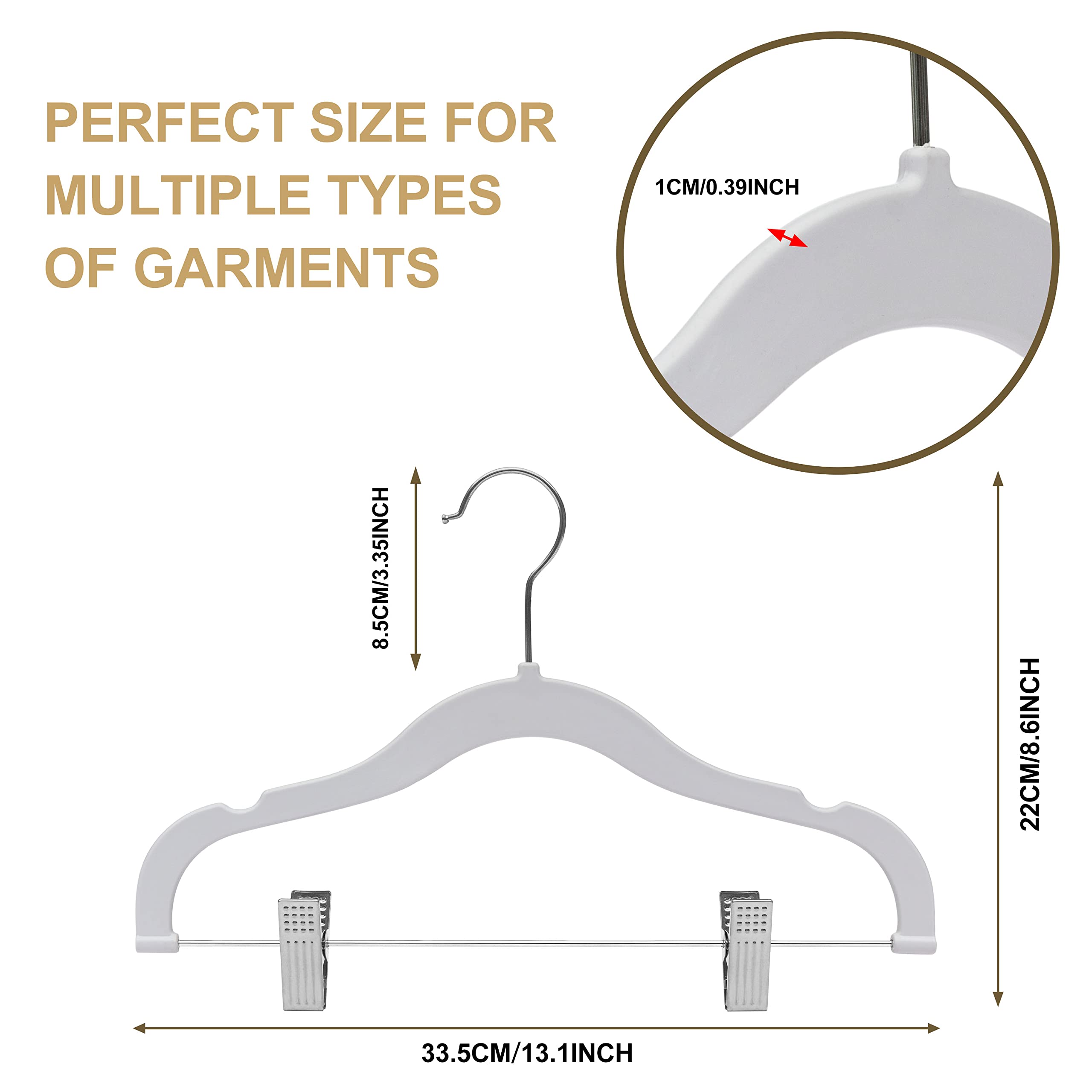 Quality Kids Children Plastic Non Velvet Non-Flocked Thin Compact Skirt Pant Coat Hangers With Metal Clips For Skirts Pants Blou