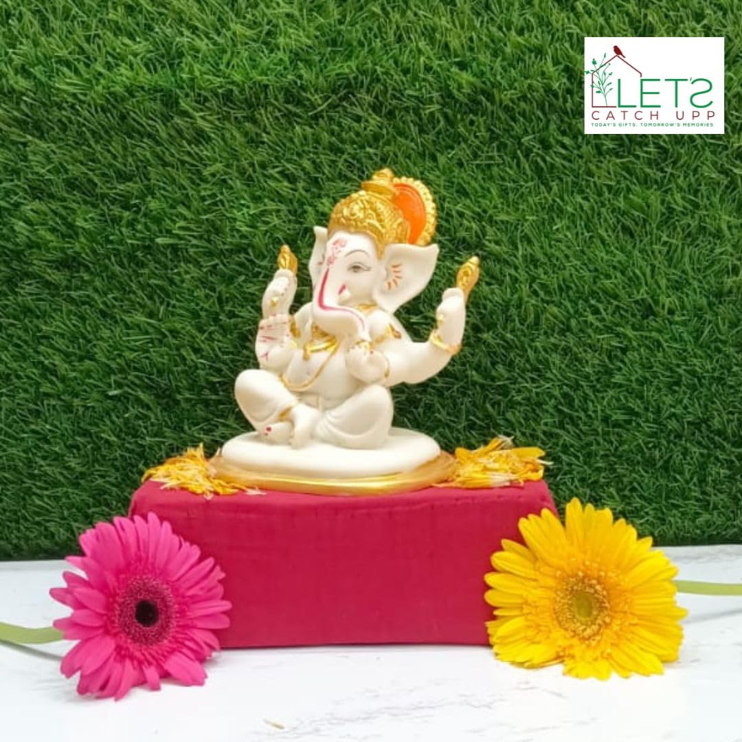 Lets Catch Upp Ganesh Statue & Ganapati Showpiece | God Statue & Lord Ganesha Murti | Decorative Car Dashboard, Home Decor, Livi