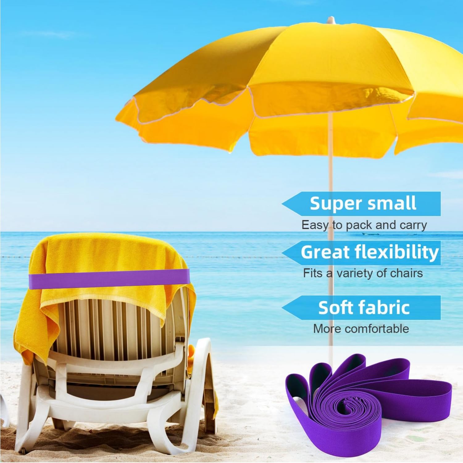 Beach Towel Bands (5 Pack), Beach Chair, Pool Chairs & Cruise Ship Essentials, Family Vacation Necessities, The Better Towel Hol