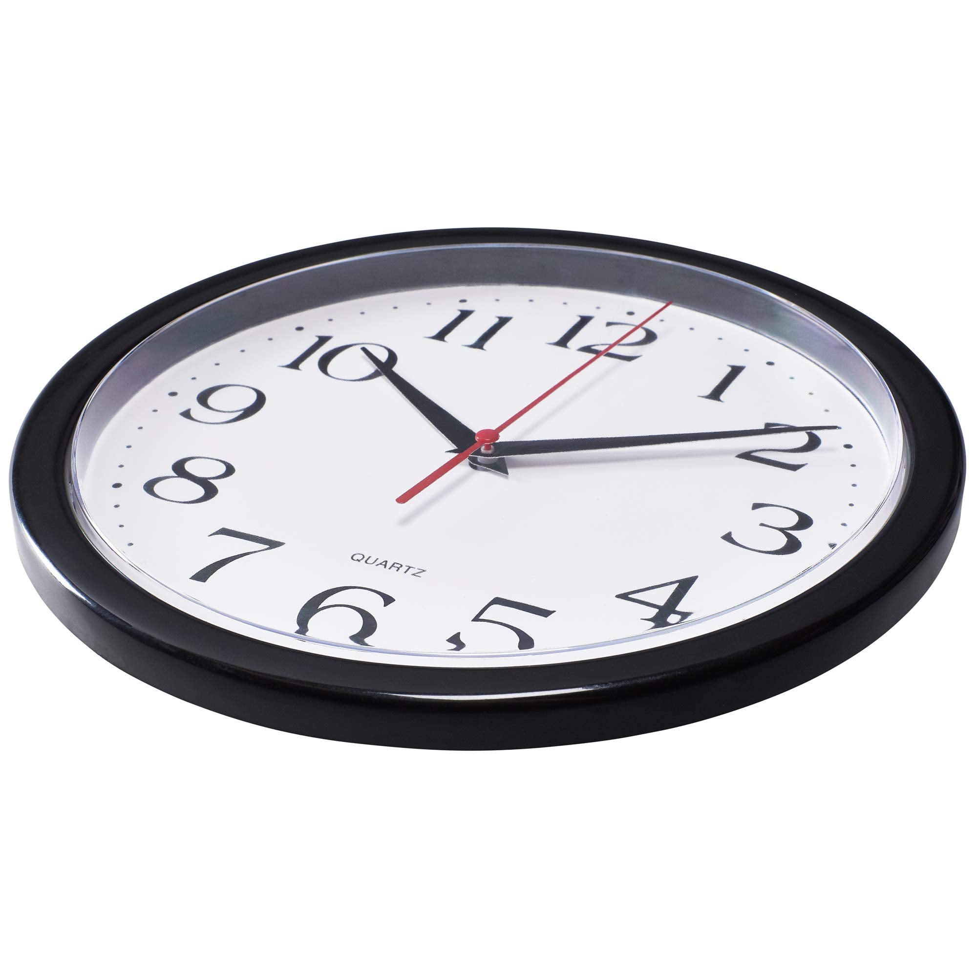 Bernhard Products Black Wall Clock Silent Non Ticking 8 Inch Quality Quartz Battery Operated Round Easy to Read Home/Office/Kitc