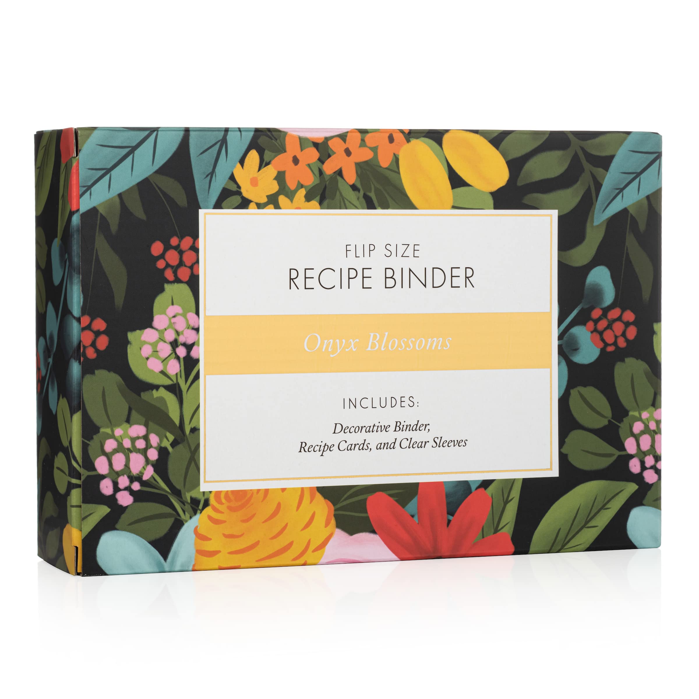 Jot & Mark Recipe Organizer Mini Binder Set 8.5'' X 5.75'' (Onyx Blossoms)