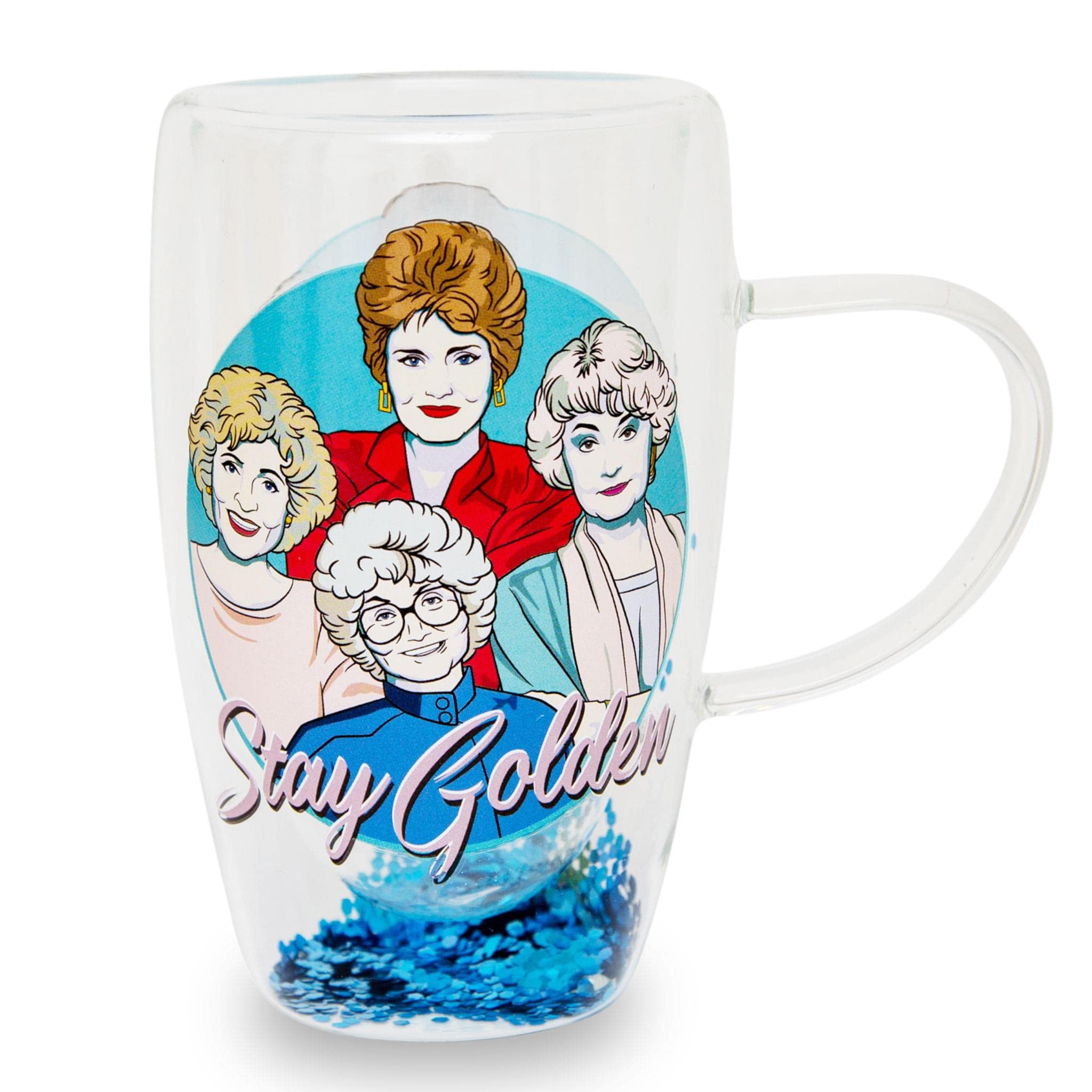 The golden girls Stay golden Double-Walled glass Mug  Holds 15 Ounces