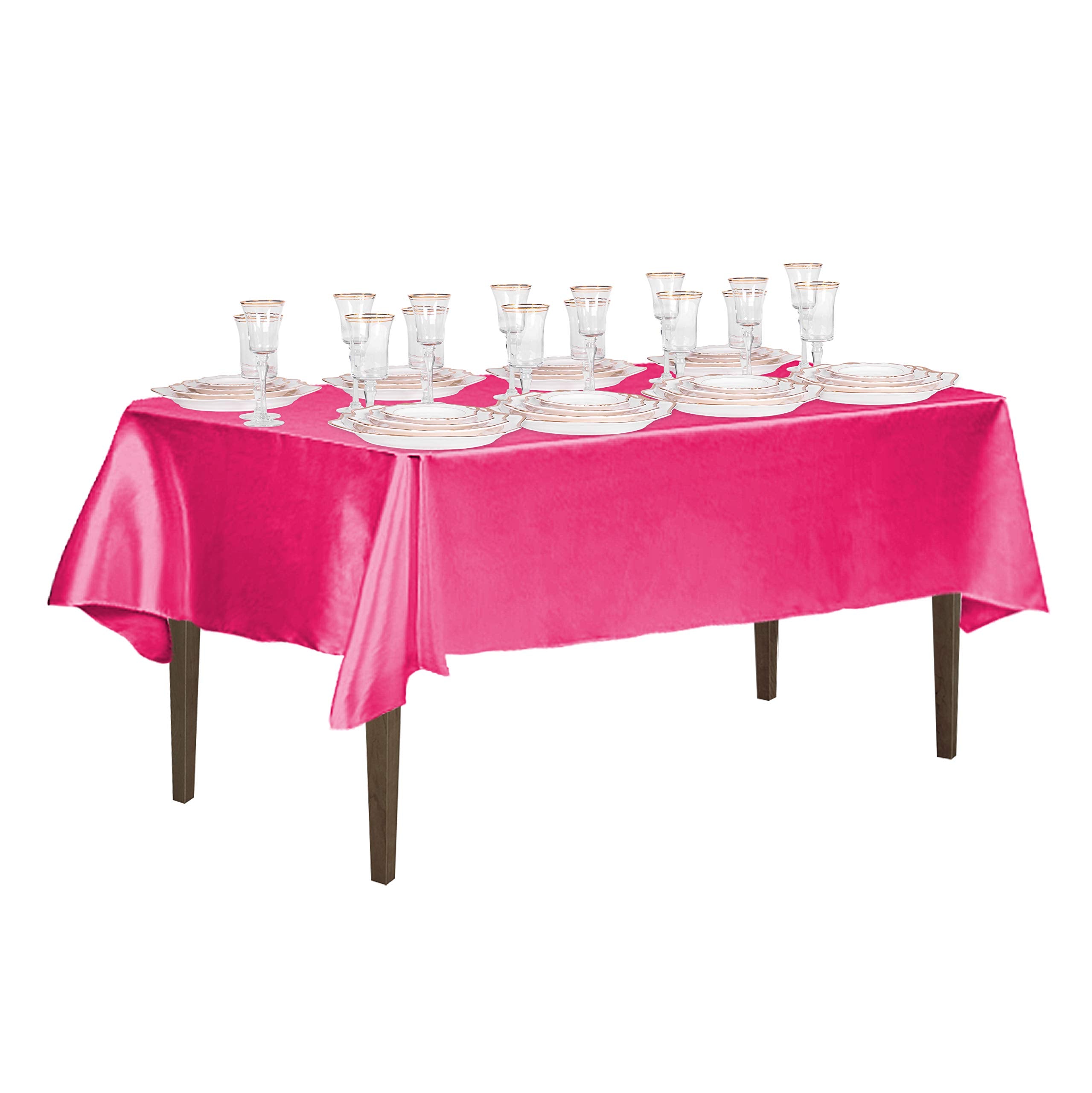 Linentablecloth 60 X 102-Inch Rectangular Satin Tablecloth Fuchsia