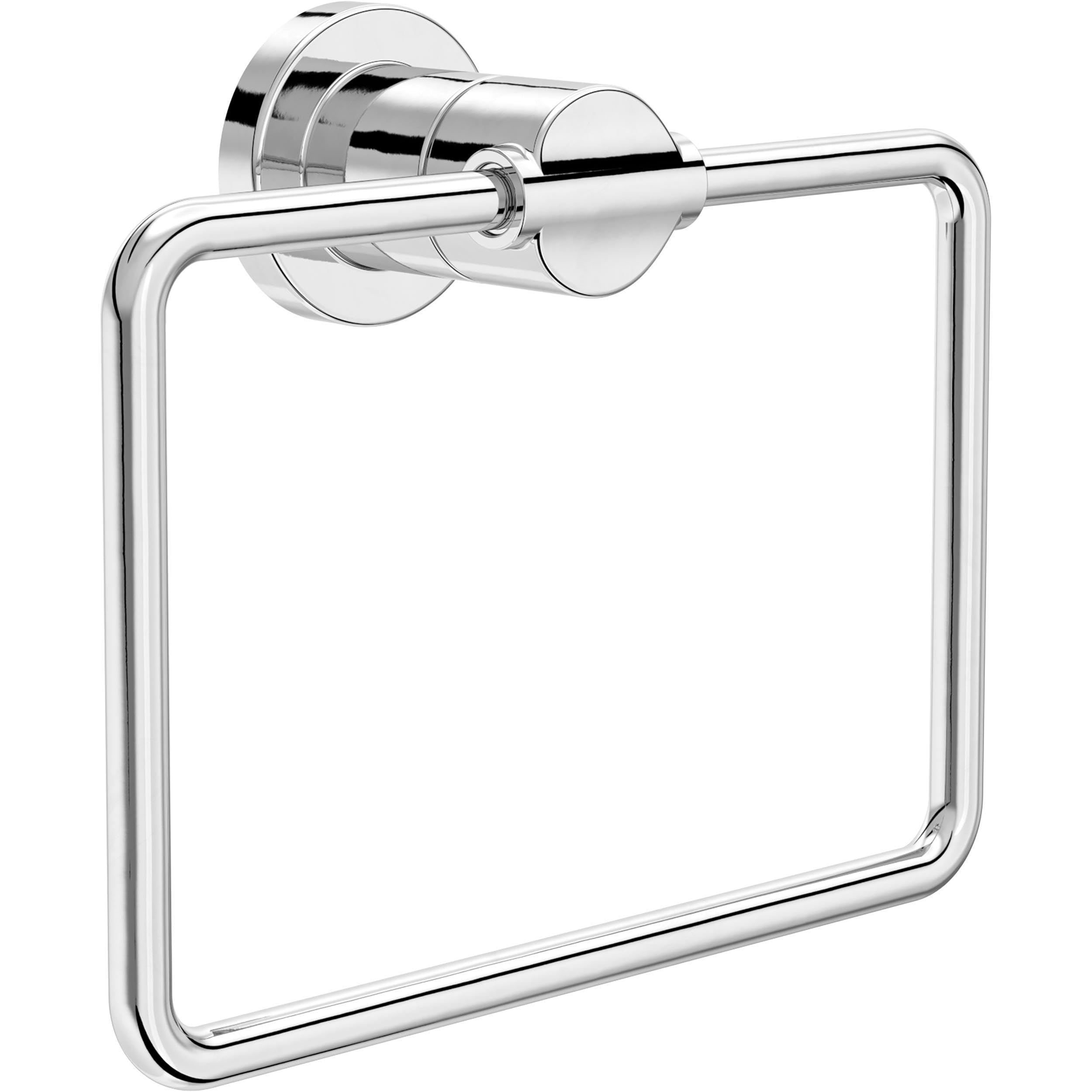 Delta Nicoli (1-Pack) Hand Towel Holder Polished Chrome Towel Racks for Bathroom Wall Square Towel Ring Holder for Bath Towel Ha