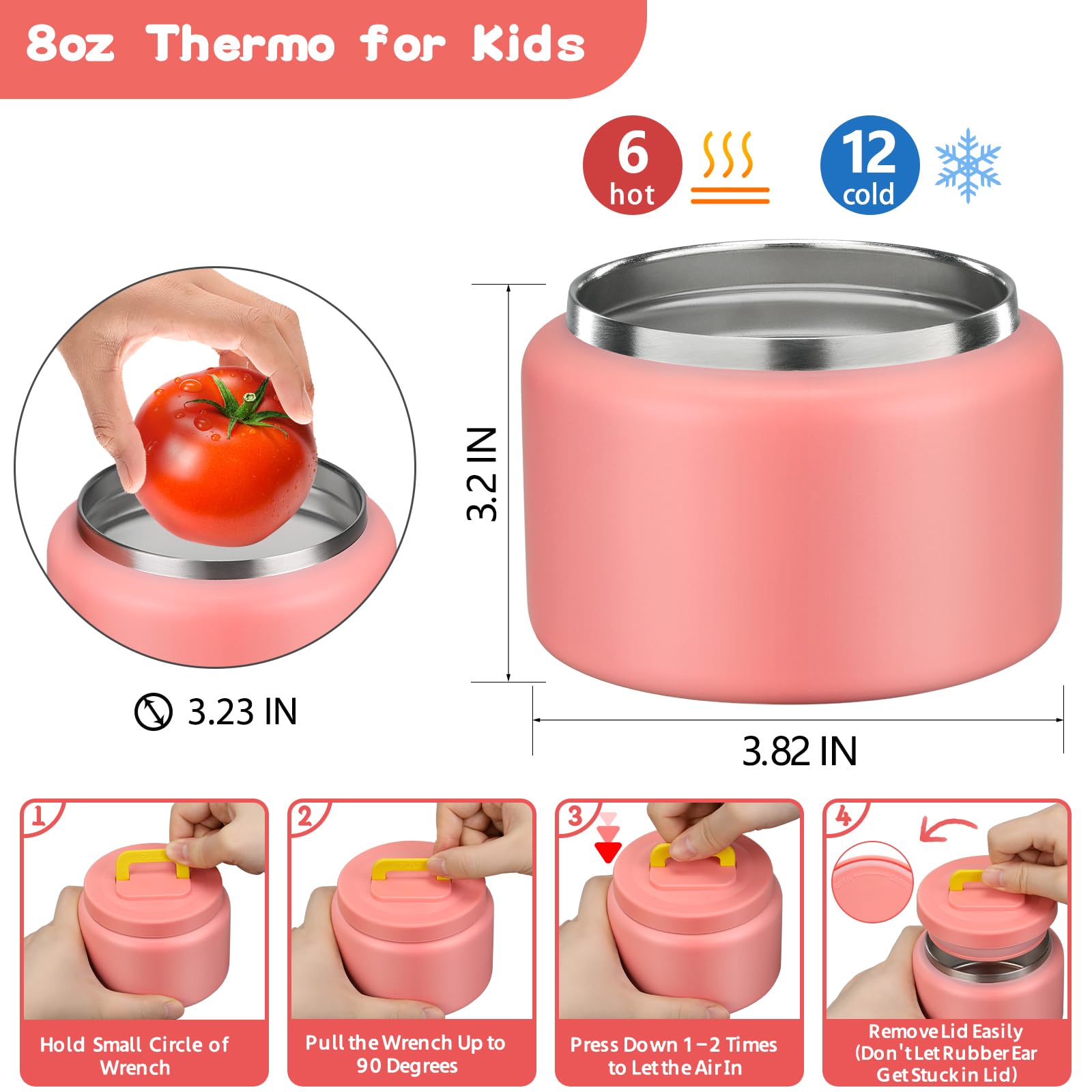 MAISON HUIS Kids Bento Lunch Box Set, 5 Compartment, BPA Free, Pink Mermaid, Includes 8oz Soup Thermo and Insulated Lunch Bag