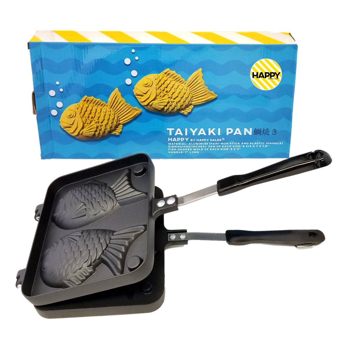 Happy Sales , Taiyaki Pan Fish Shape, 8W X 2H X 12L, Black