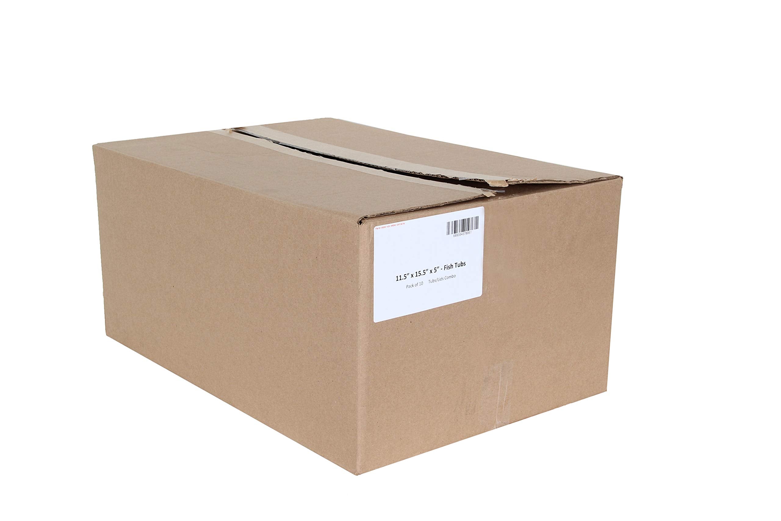 Continental Plastics Fish Tubs/Food Storage Bins 25Lb And 10Lb With Lids 11.5 X 15.5'', Pack Of 10 Combos, (5 Deep Bases And 5 S