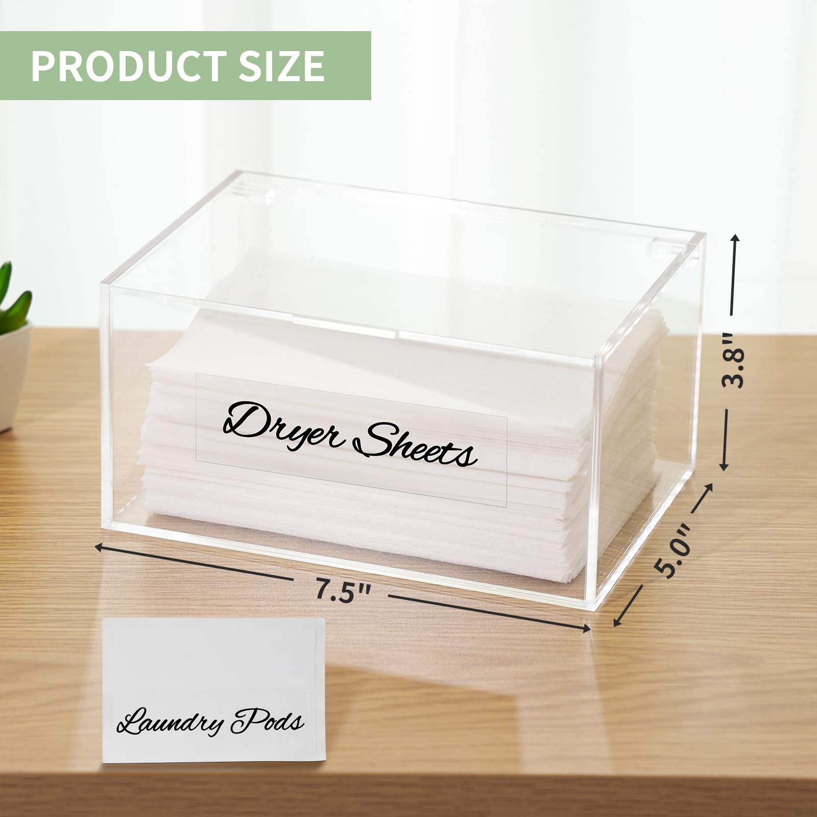Acrylic Dryer Sheet Container For Laundry Room,Dryer Sheet Holder ,Dryer Sheet Dispenser With Lid For Laundry Storage Containers