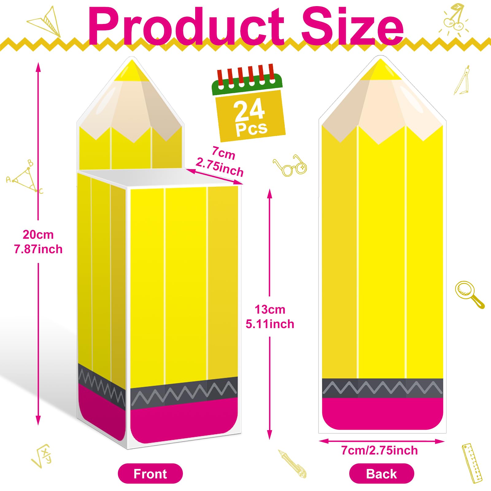 Cinrobiye 24 Pcs Back To School Party Favors Candy Boxes,Welcome Back To School Party Goodie Treat Bags,School Supplies Decorati