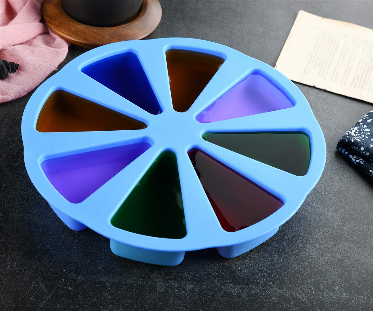 Mirenlife 8 Triangle Cavity Silicone Portion Cake Pan Scottish Scone & Cornbread Pan Slices Pastry Pan Pizza Slices Pan (Blue)