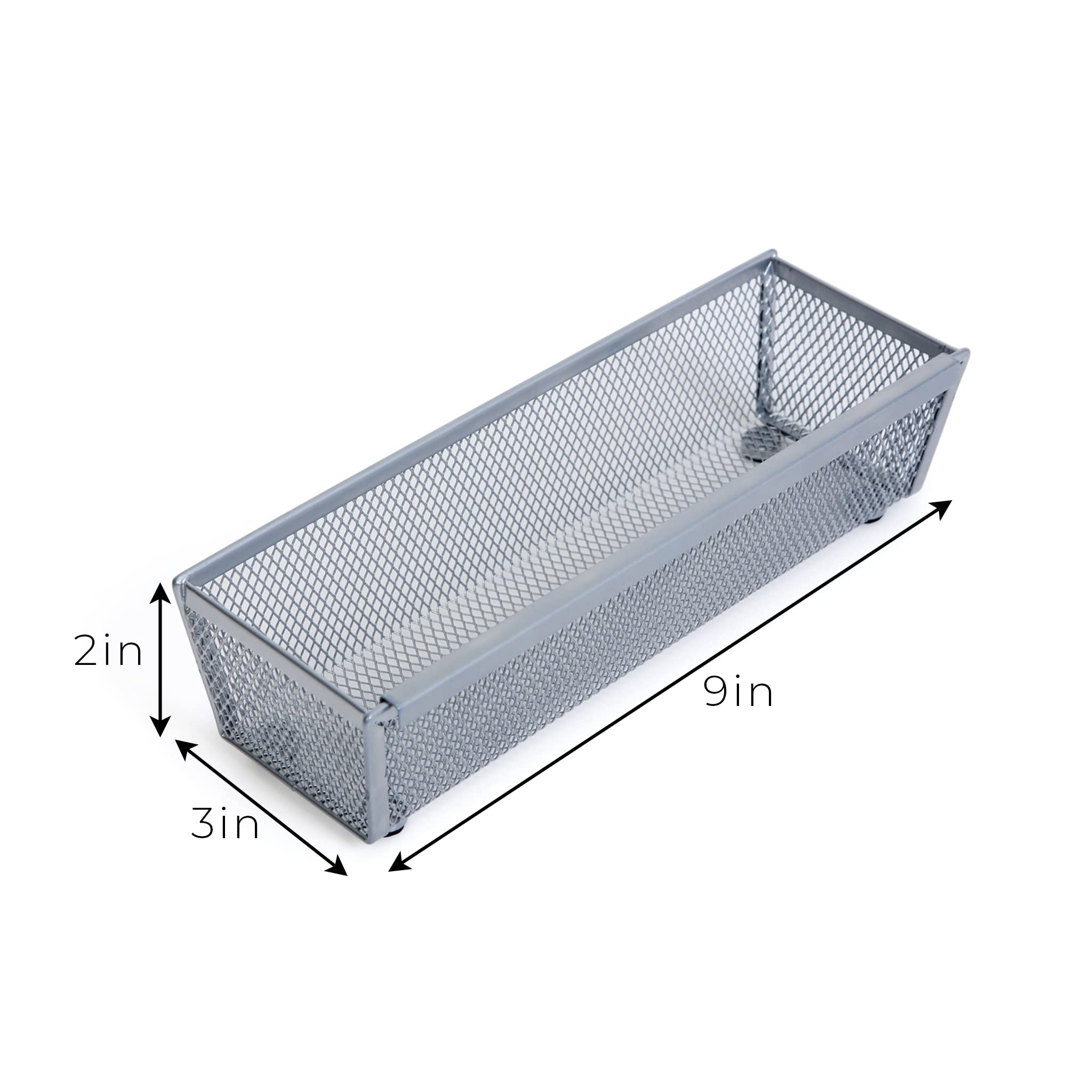 Smart Design Drawer Organizer - (9 X 3 Inch) - Steel Metal Mesh Tray - W/ Interlocking Arm Connection - Utensils, Silverware, Or