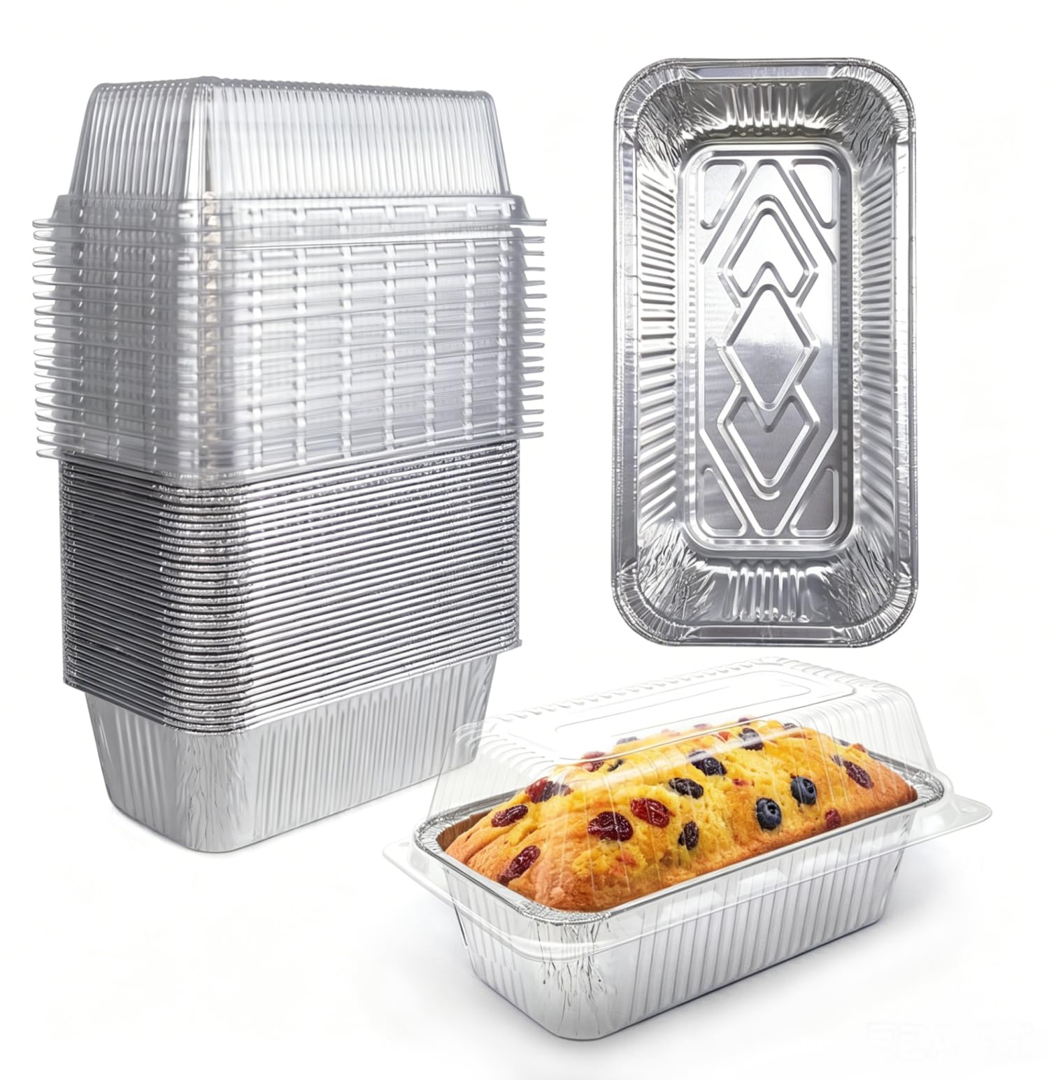 Lewarm 2lb Disposable Loaf Pans with Lids, 30 Pack