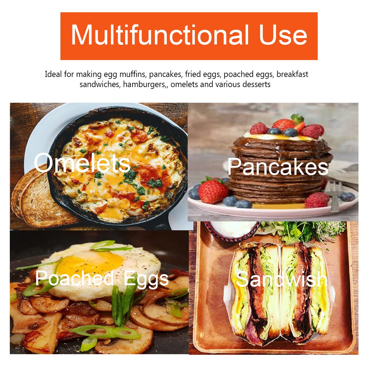 Upgrade 4'' Large Egg Rings Set For Griddle,4 Packs Non-Stick Stainless Steel Round Egg Maker Mold Egg Shaper Circle Pancake Rin