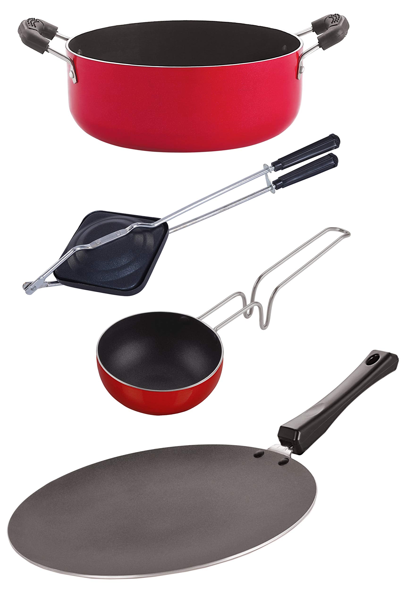 Nirlon Non Stick Aluminium Pfoa Free NonToxic Durable Kitchenware Set, 4 Pieces(Ct12_Vg_Ht_Cs24)