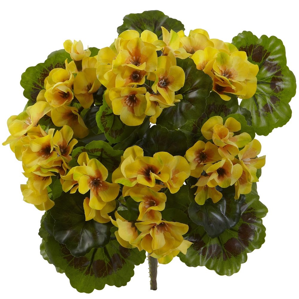 Nearly Natural Artificial UV Resistant, Geranium Bush, Set of 4 (Indoor/Outdoor), 14 Dx14 Wx13 H, Yellow, 4 Piece