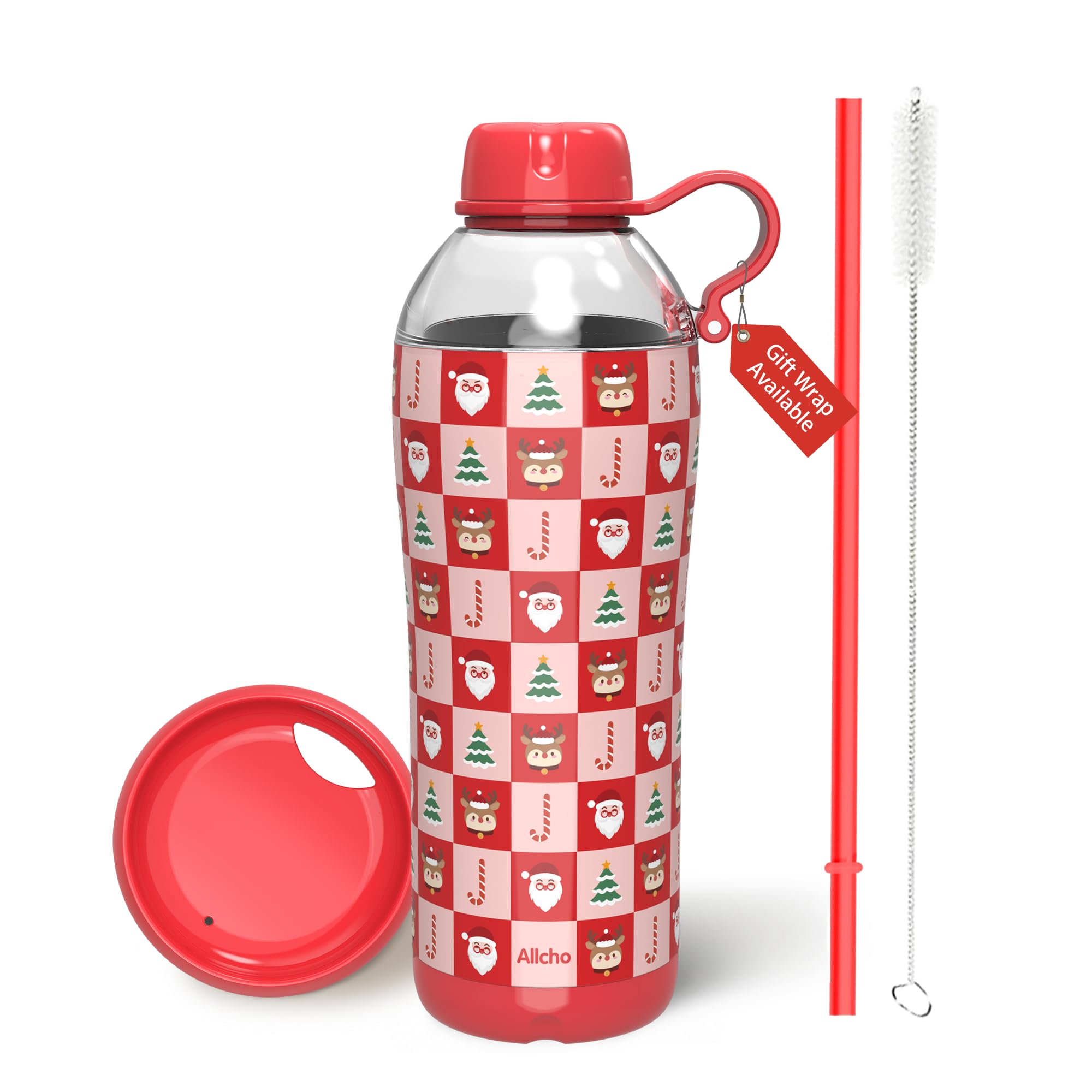 Allcho Christmas Gifts for Women Mom Daughters, Christmas Travel Coffee Tumbler for Friends Girls, Insulated Water Bottle, 18 oz