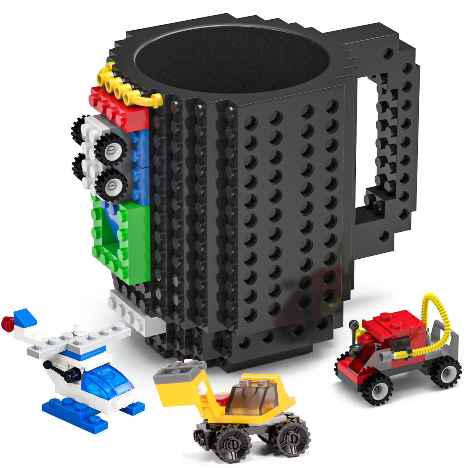 DAYMOO Build on Brick Mug, Cool Coffee Mugs for Kids, Creative Novelty Building Block Cups, Funny Coffee Mug for Men Adults Wome