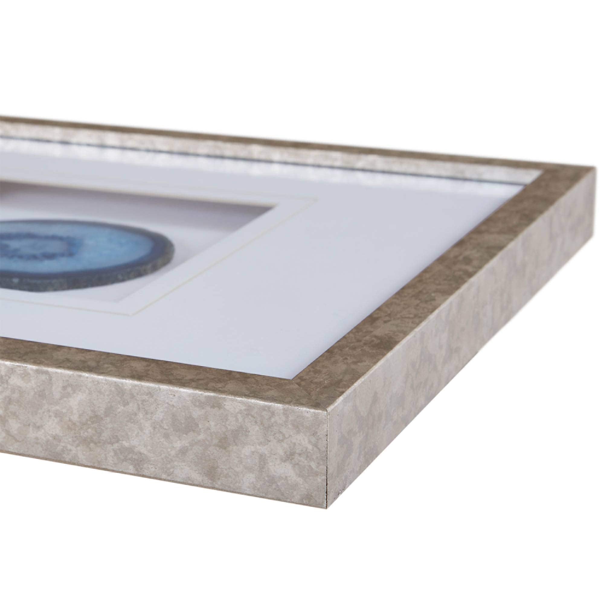 Madison Park Genuine Agate Wall Art Living Room D  Cor - Glass Framed 4 Inch Real Geode Stone Modern Lifestyle Entry Way Decorat