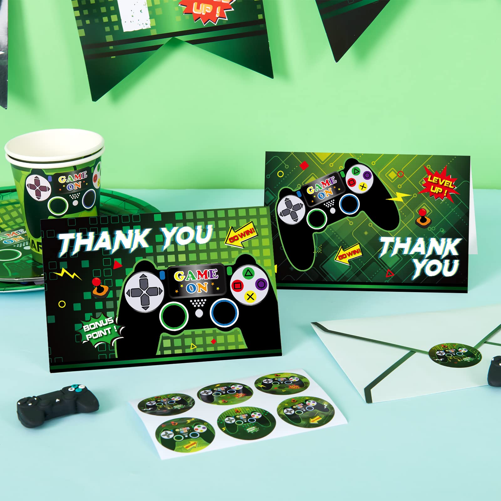 Wernnsai 24 Pcs Thank You Cards Assortment Greeting Cards With Envelopes Stickers Video Game Thank You Cards Fill In Blank Note