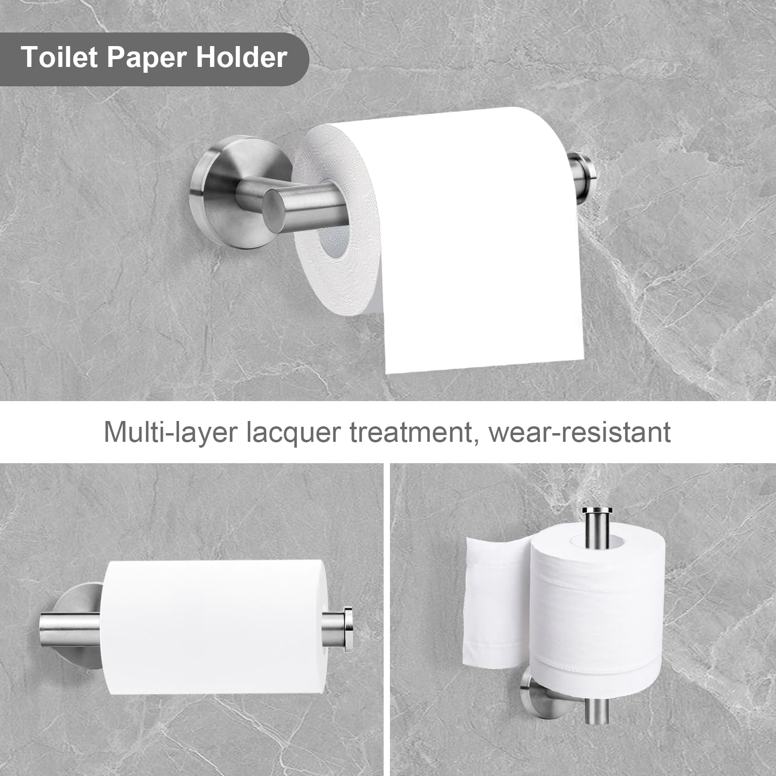 Ntipox Brushed Nickel Bathroom Hardware Accessories Set 5 Piece, Stainless Steel Bath Towel Bar Set 24 Inch,Toilet Paper Holder,