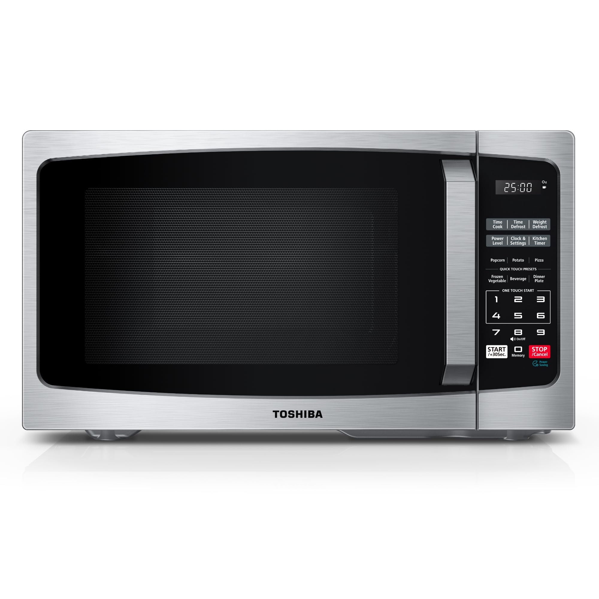 TOSHIBA ML-EM09PA(SS) Small Microwave Oven with 6 Auto Menus, Mute Function & Child Lock, LED Lighting, Perfect for Apartments &