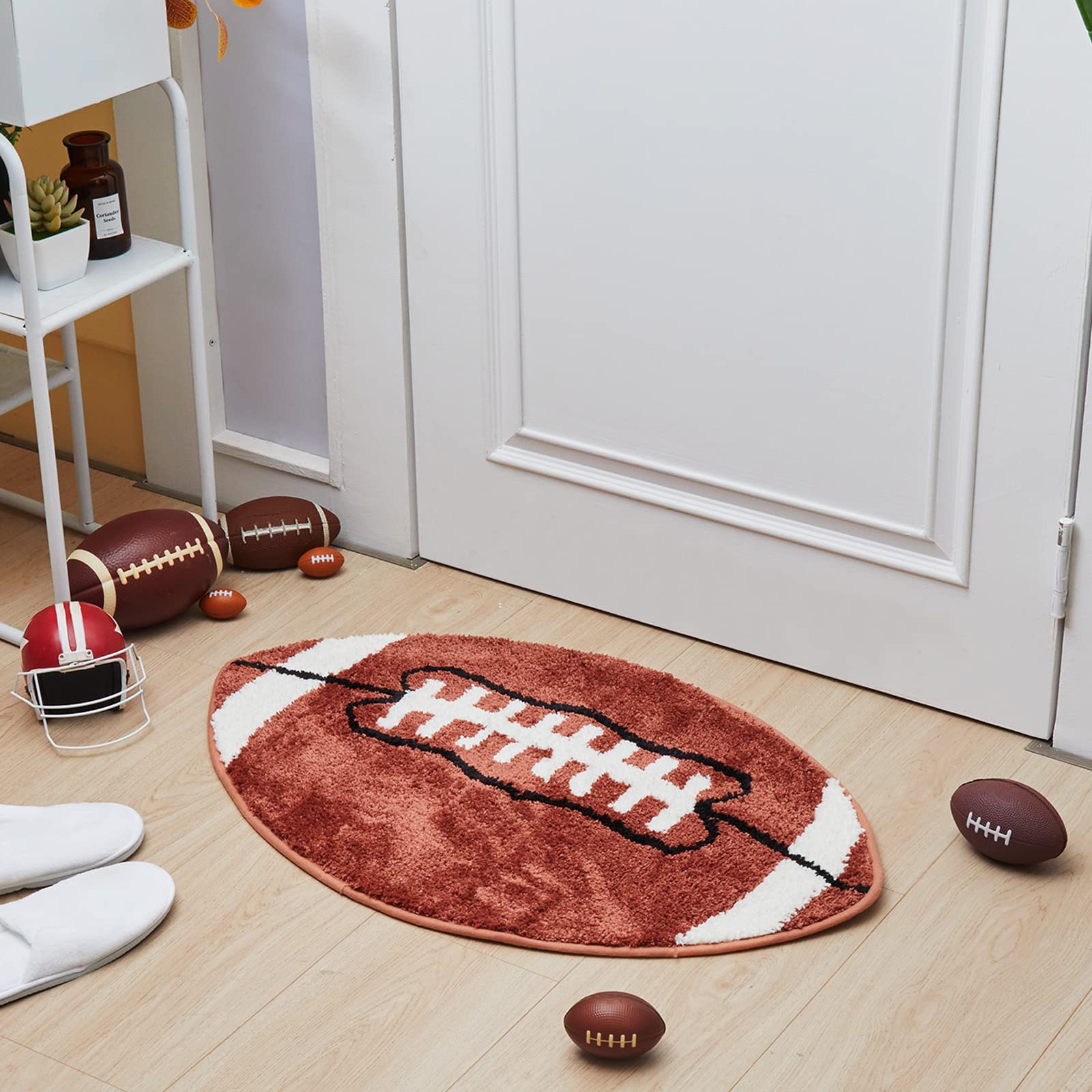 Football Bathroom Rugs Sports Bath Mat Football Rug For Men Boys Bedroom Football Area Rug Mat Comfort Non Slip Carpet For Bathr