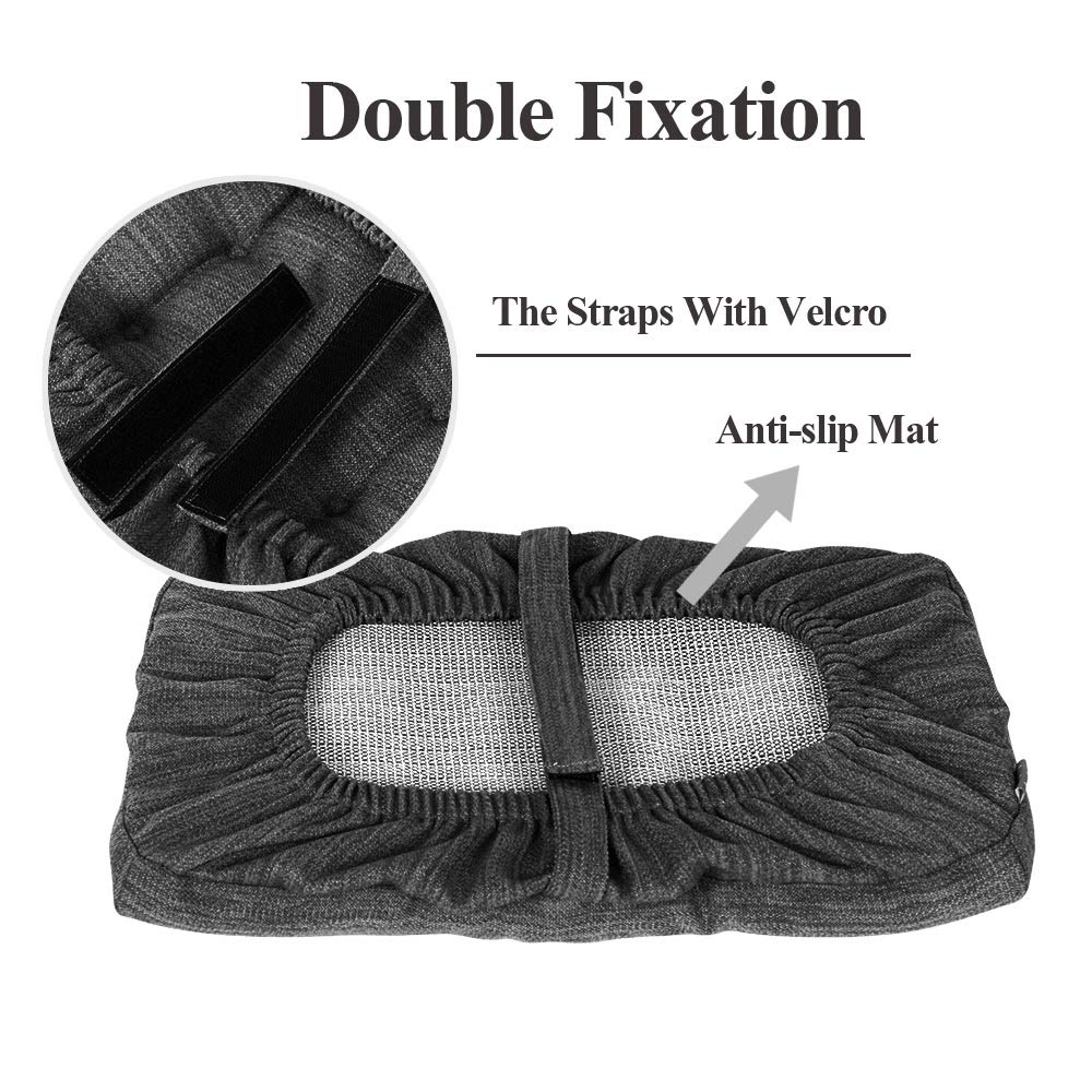 Baibu Stool Cushion Rectangular, Super Soft Bar Stool Cushion Saddle Stool Pad With Ties - 1 Pad Only (Gray-Black, 18X9.5X1.5In)