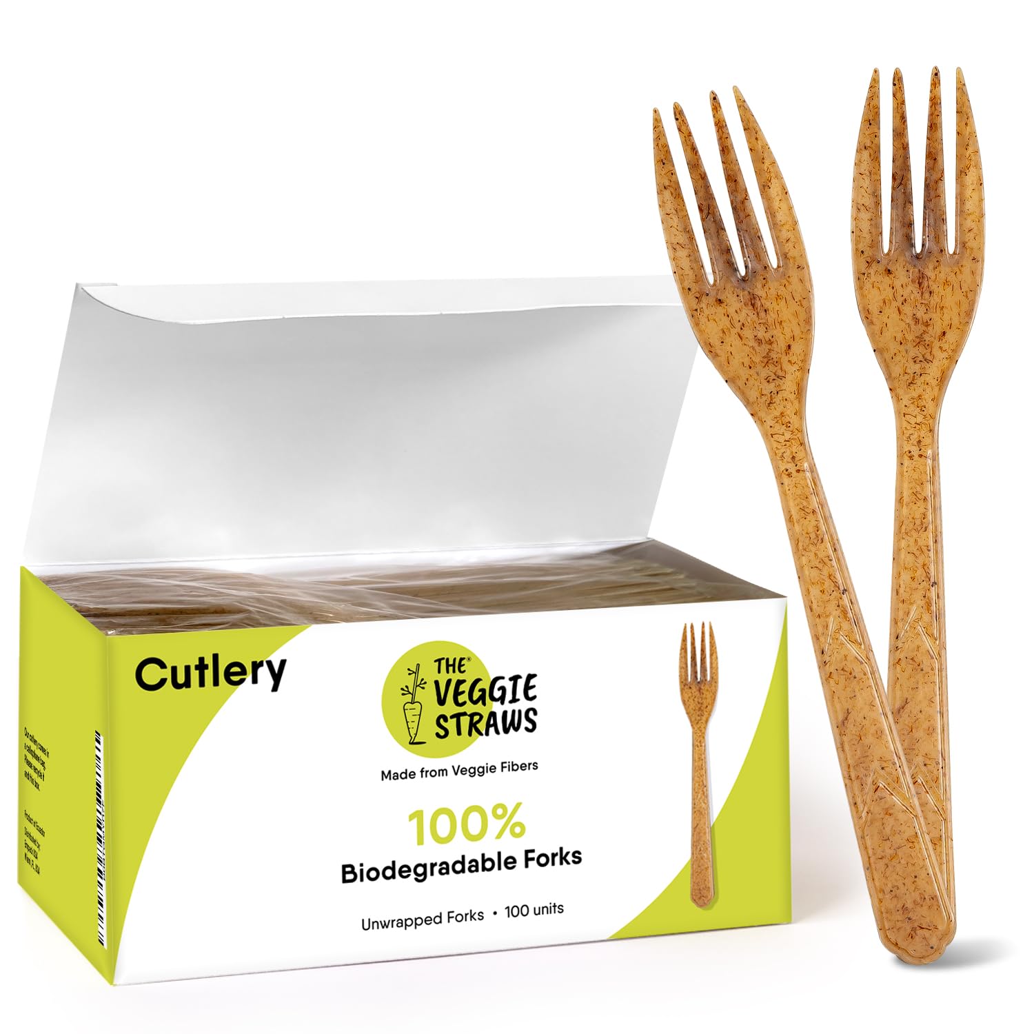 Premium Quality100% Biodegradable Forks Made Of Vegetable Fibers, 100 Pcs Of 6.7    Long Heavy-Duty And Splinter Free Eco-Friend