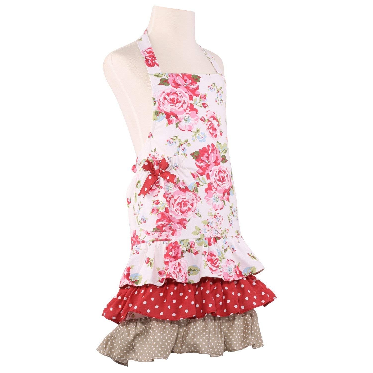 Neoviva Children Kitchen Aprons For Girls With Pocket For Matching Mother And Daughter Apron Set, Style Doris, Floral Lollipop R