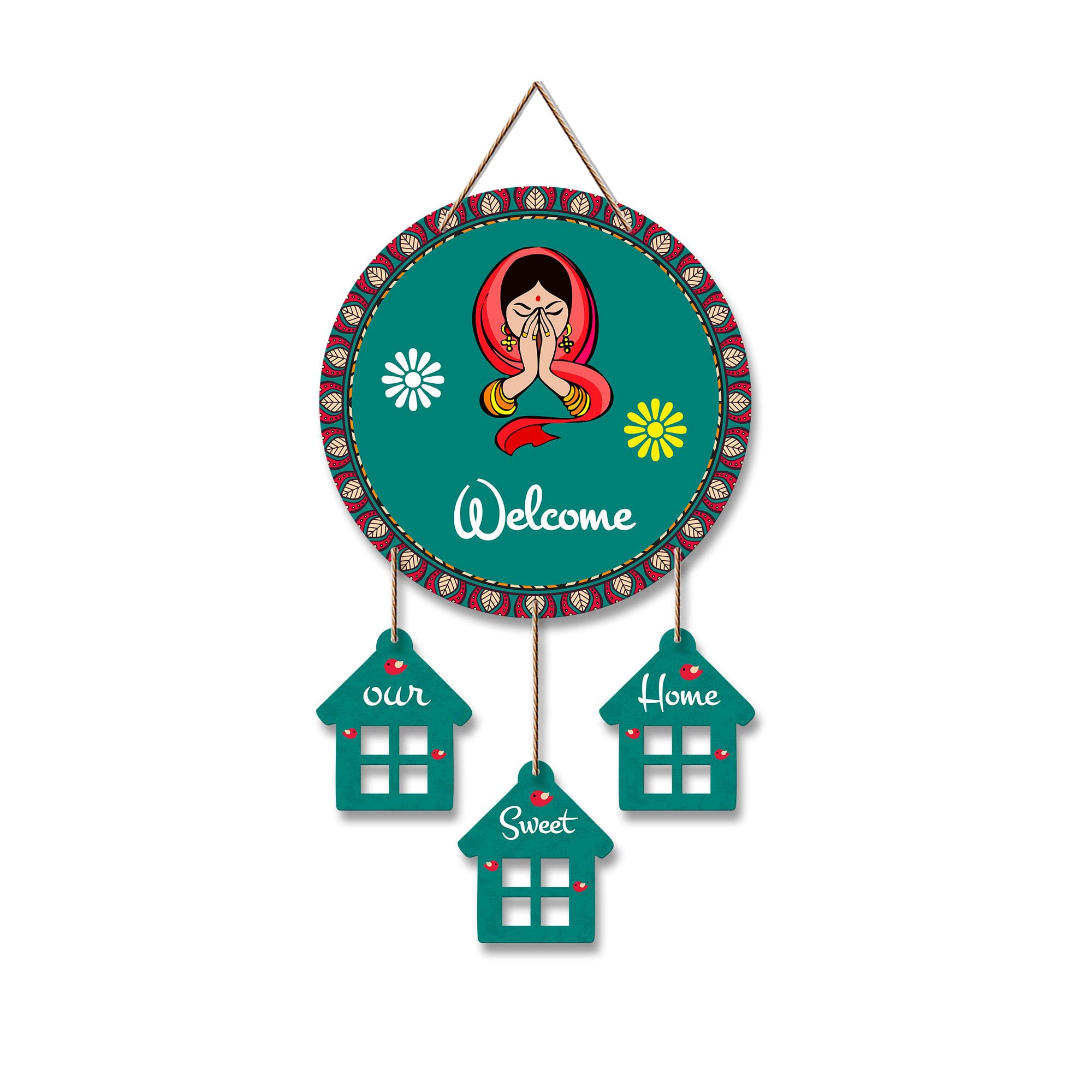 Artvibes Welcome Wooden Wall Hanging Decoration Items for Home | Gifts | Mdf Art for Living Room | Decorative Item for House | M