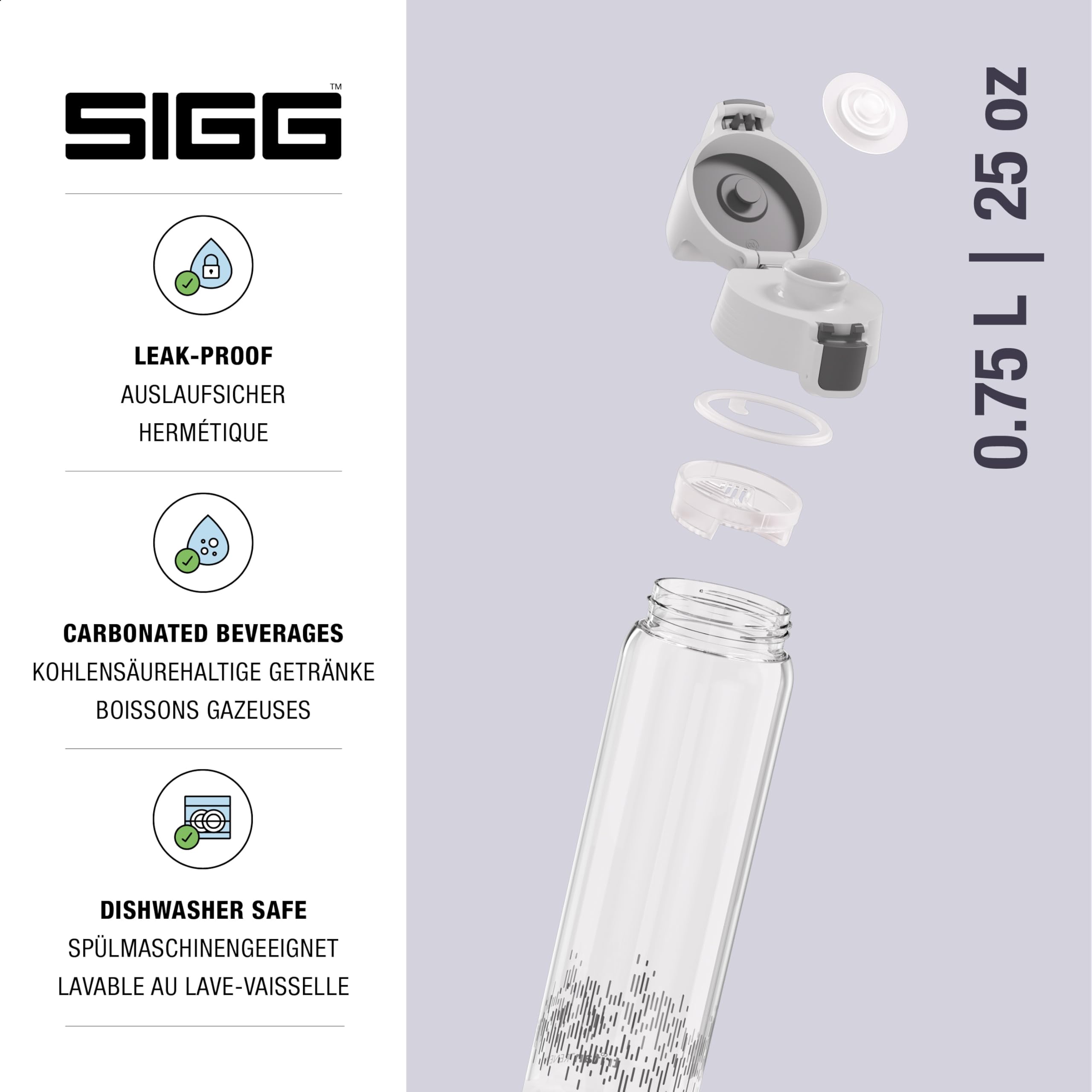 SIGG - Tritan Water Bottle - Total Clear ONE MyPlanet Anthracite - Suitable For Carbonated Beverages - Dishwasher Safe - Leakproof - Lightweight - Scratch Resistant - BPA Free - 25 oz