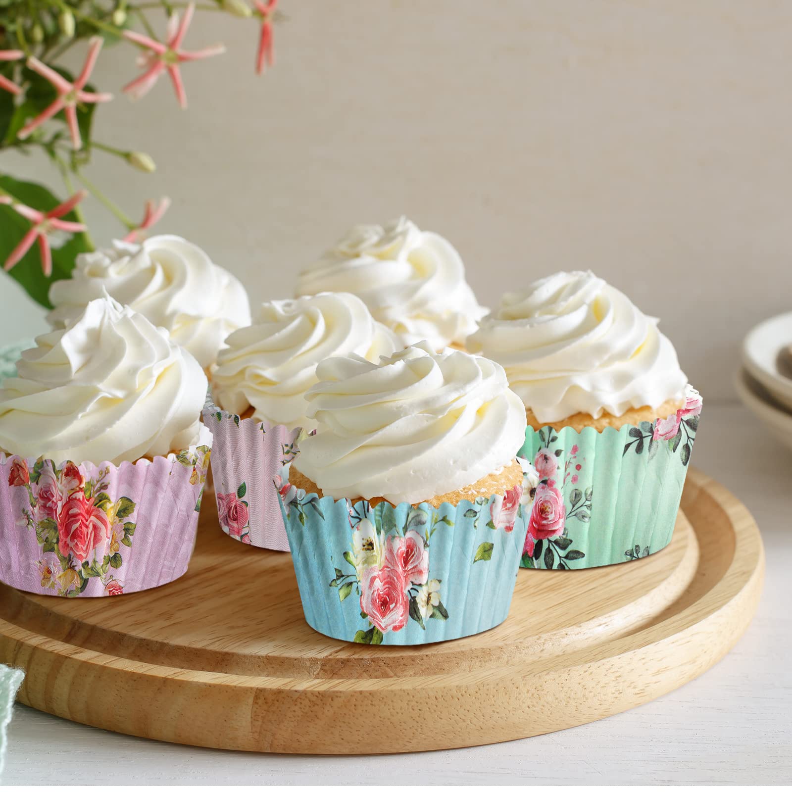 Yaomiao 600 Count Floral Cupcake Liners Tea Party Baking Paper Easter Cupcake Liners Wrappers Flower Muffin Liners For Tea Party