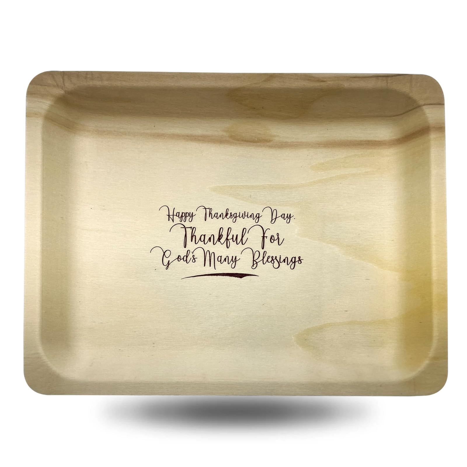 Perfect Stix 10'' Wooden Plates With Thankful For God'S Blessings Custom Print - Pack Of 25Ct