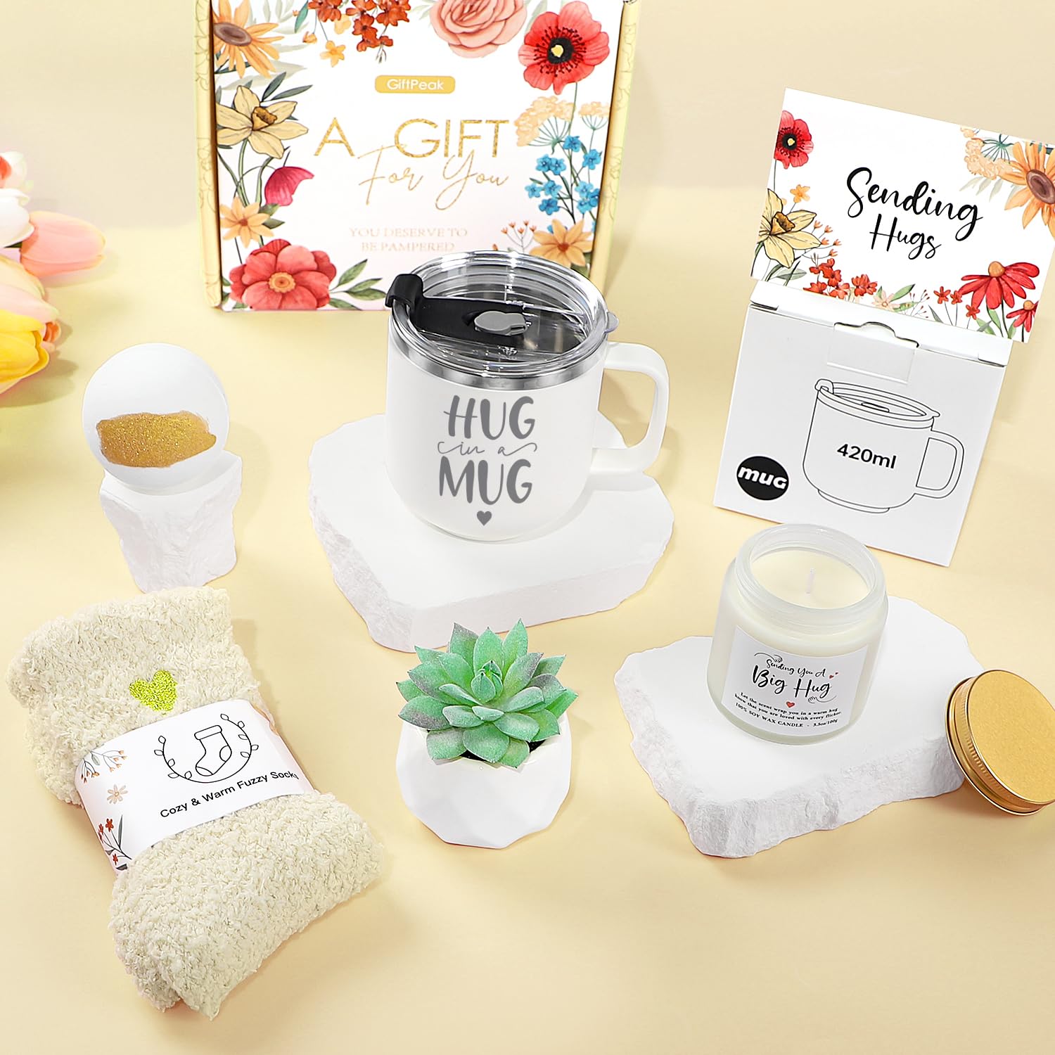 GiftPeak Sympathy Gift Basket - Inspirational Self Care Package for Women, Sorry For Your Loss, Thoughtful Thinking of You Box