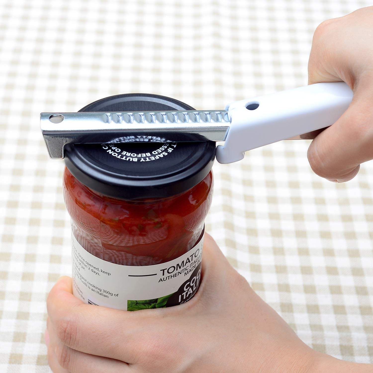Kichwit Adjustable Jar Opener for Arthritis & Weak Hands, Opens 3/8" to 4" Lids, Silver, Model KW-JO02, Includes Bonus Keychain