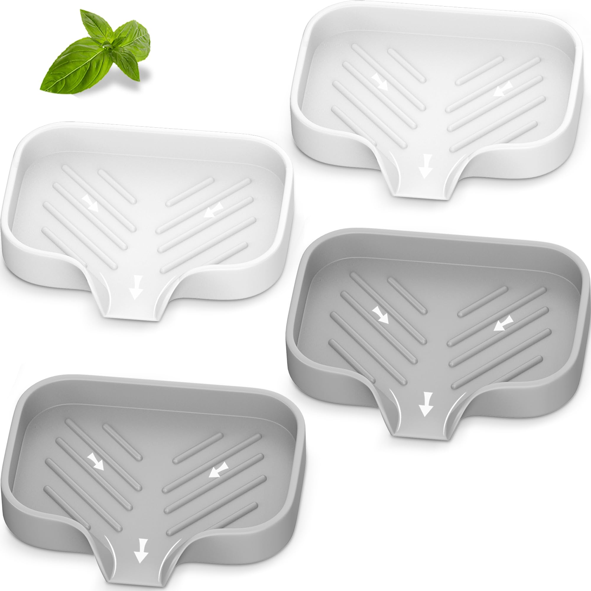 EGWON Silicone Soap Dish,4 Pcs Thickened Great High-Purity Silicone Soap Holder,Self Draining Soap Dish Soap Tray Bathroom Soap 