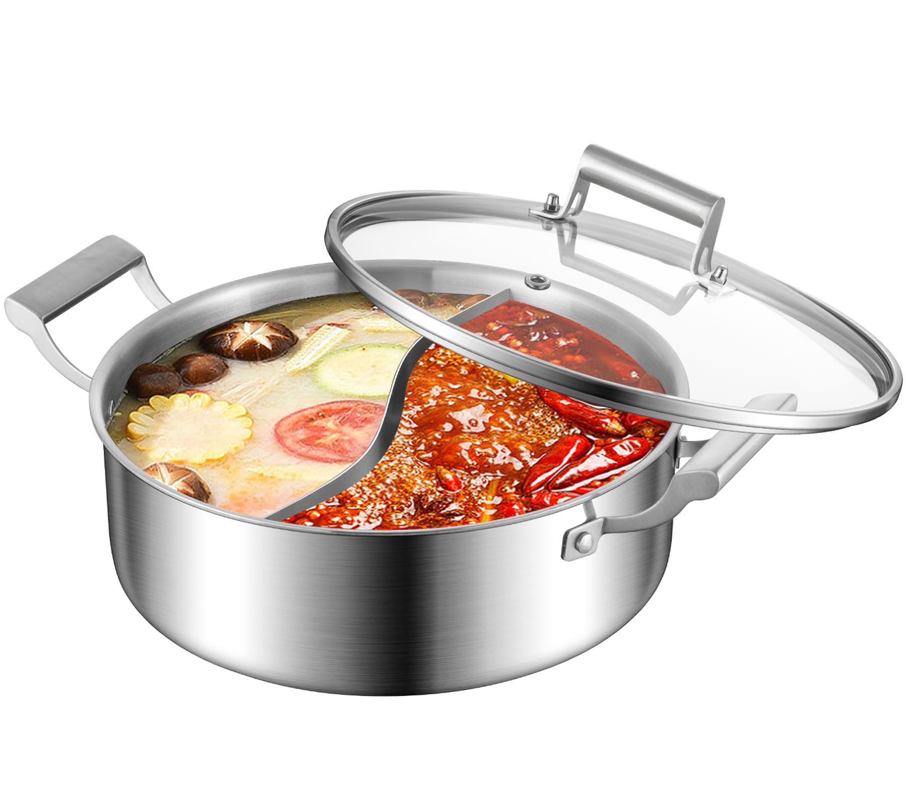 Delarlo Tri-Ply Stainless Steel 7Qt Everyday Pan With Lid,Hot Pot,Induction Deep Cooking Pot, 7Quart Stock Pot Dishwasher And Ov