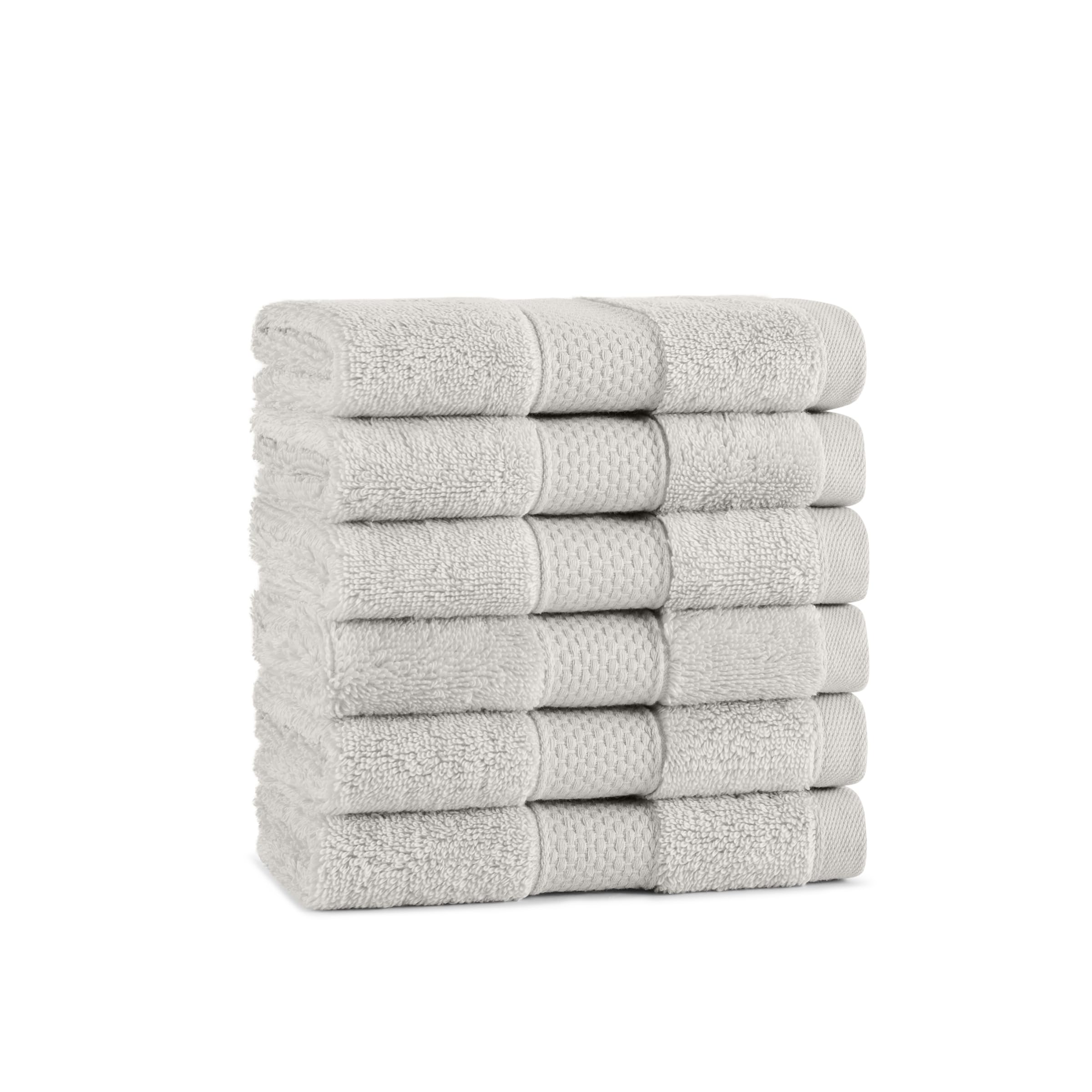 Aston & Arden Egyptian Wash Cloths - Pack Of 6 - Oversized Ultra Soft Thick & Absorbent, 100% Ringspun Egyptian Cotton Bathroom