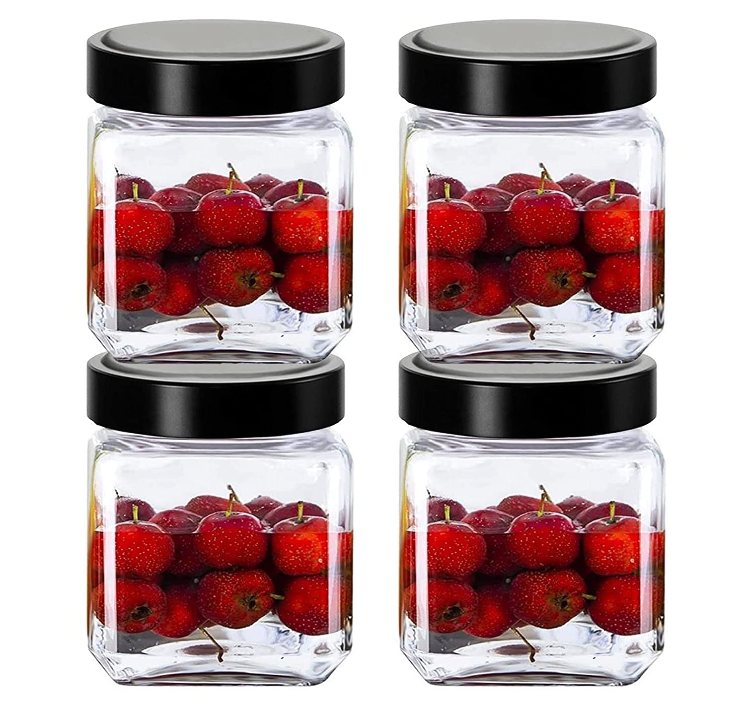 Feelopie Piramal Glass Square Clear Jars & Containers For Kitchen Pantry, Snacks, Masala, Honey, Pickles, Dryfruits, Coffee Bean