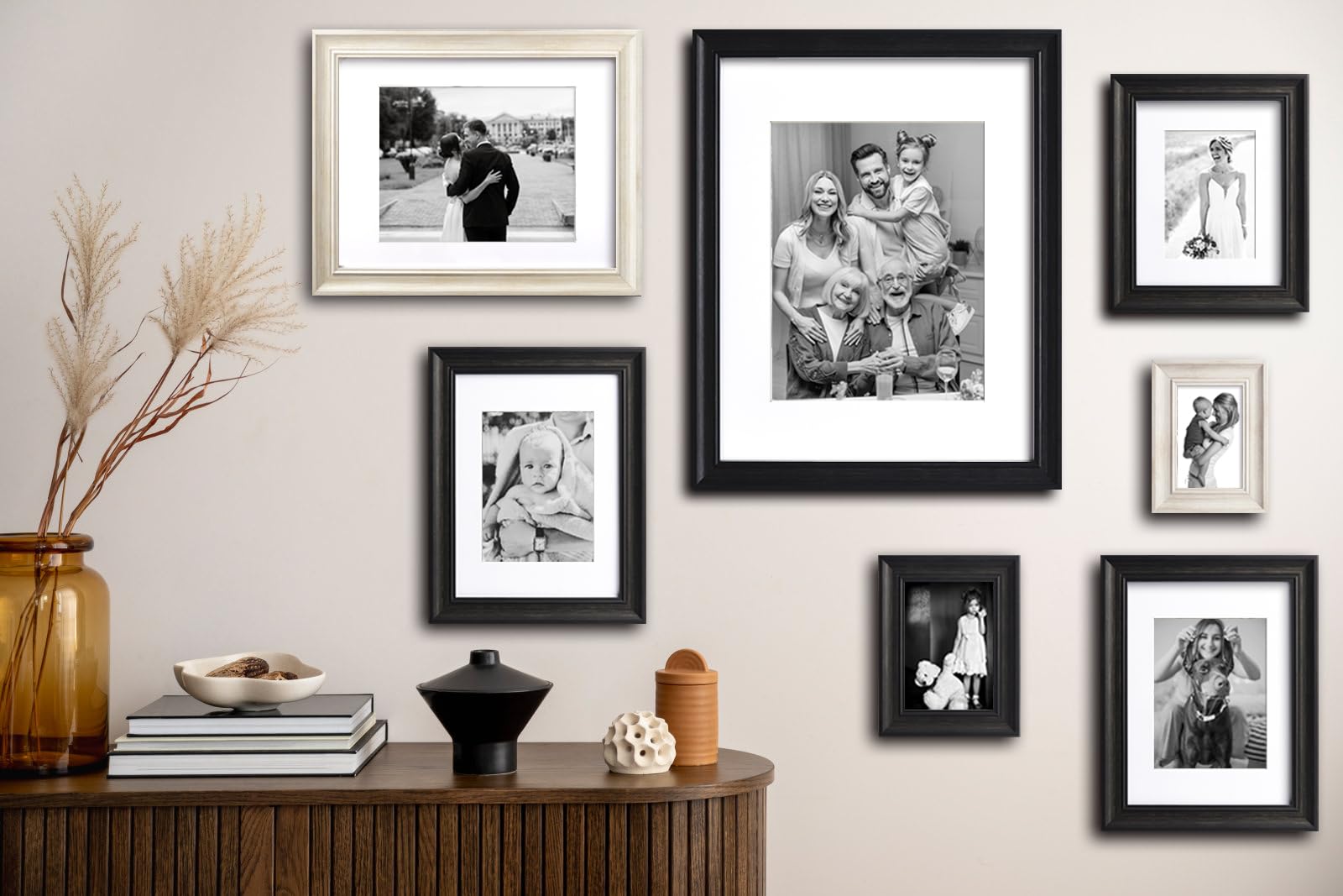 Yaetm Black 5x7 Picture Frame Set of 4, 1.4    Wide Molding & Distressed Black Photo Frames 5 x 7 with HD Tempered Glass, Displa