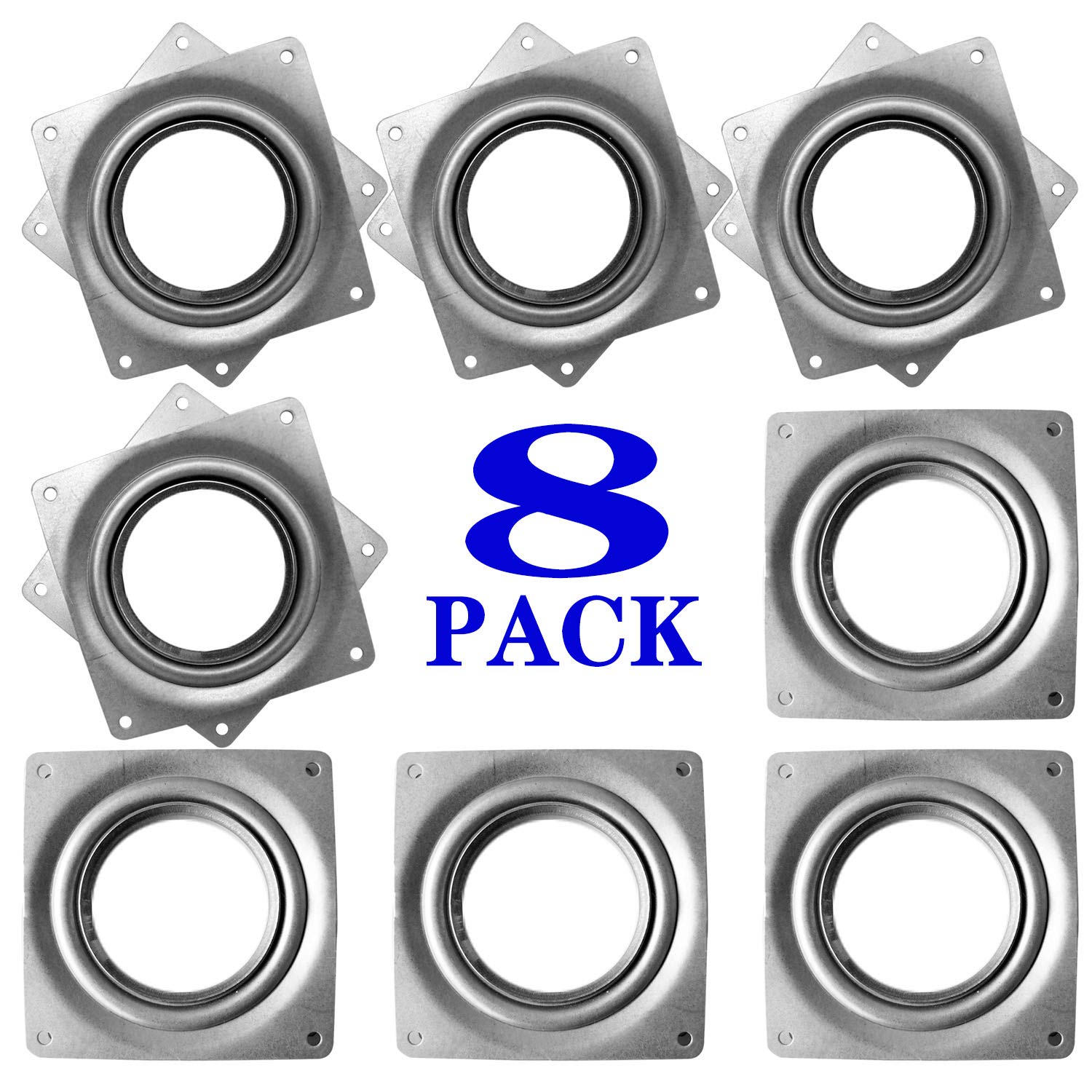 8Pack Lazy Susan Hardware, 4Inch Square Rotating Bearing Plate, 300Lbs Capacity Lazy Susan Turntable Bearing For For Serving Tra