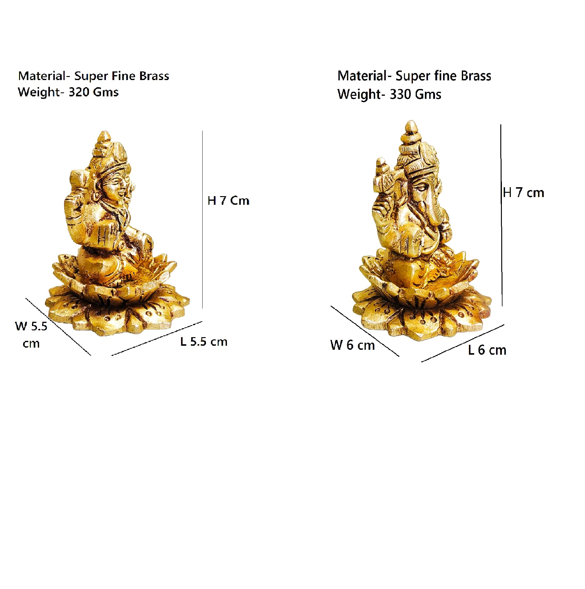 Sanskriti Decor Presents Brass Ganesha Laxmi Ganesh Lakshmi Bhagwan Idol Sitting On Lotus Ganpati Murti Statue For Home Office P